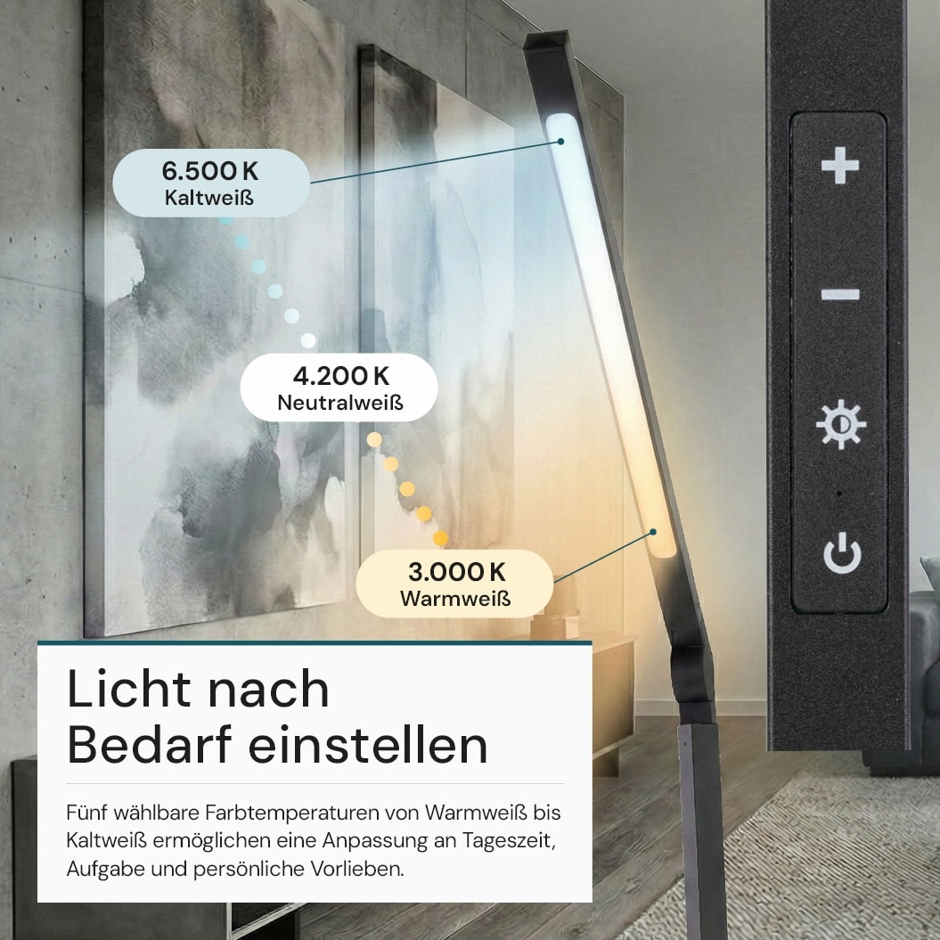 LUXULA LED-Schreibtischleuchte mit Clip, 10 W, CCT, EEK: F, 450 lm, IP20, schwarz