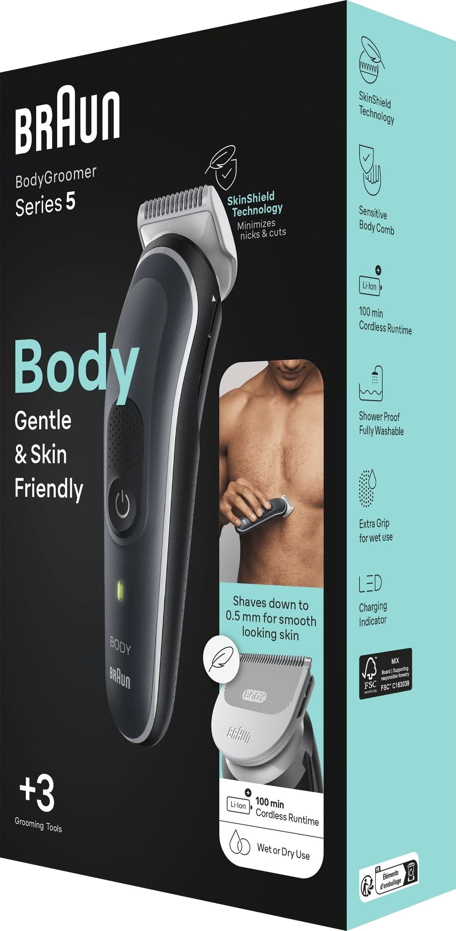 BRAUN BodyGroomer GB5340, Körperhaartrimmer, SkinShield-Technology BRAUN BodyGroomer GB5340, Körperhaartrimmer, SkinShield-Technology
