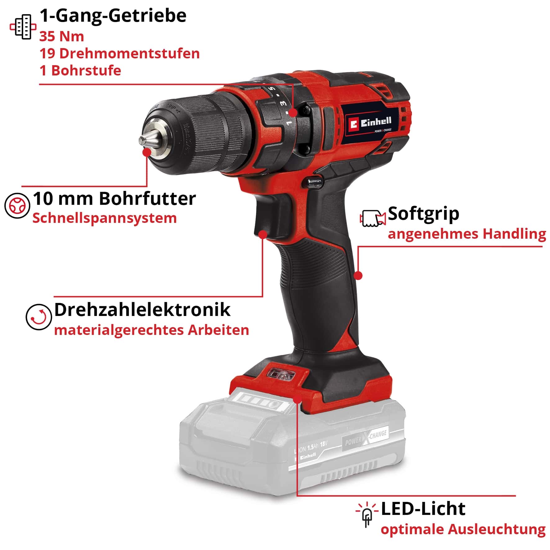 EINHELL Akku-Bohrschrauber TC-CD 18/35 Li Kit (1x 4,0 Ah) EINHELL Akku-Bohrschrauber TC-CD 18/35 Li Kit (1x 4,0 Ah)