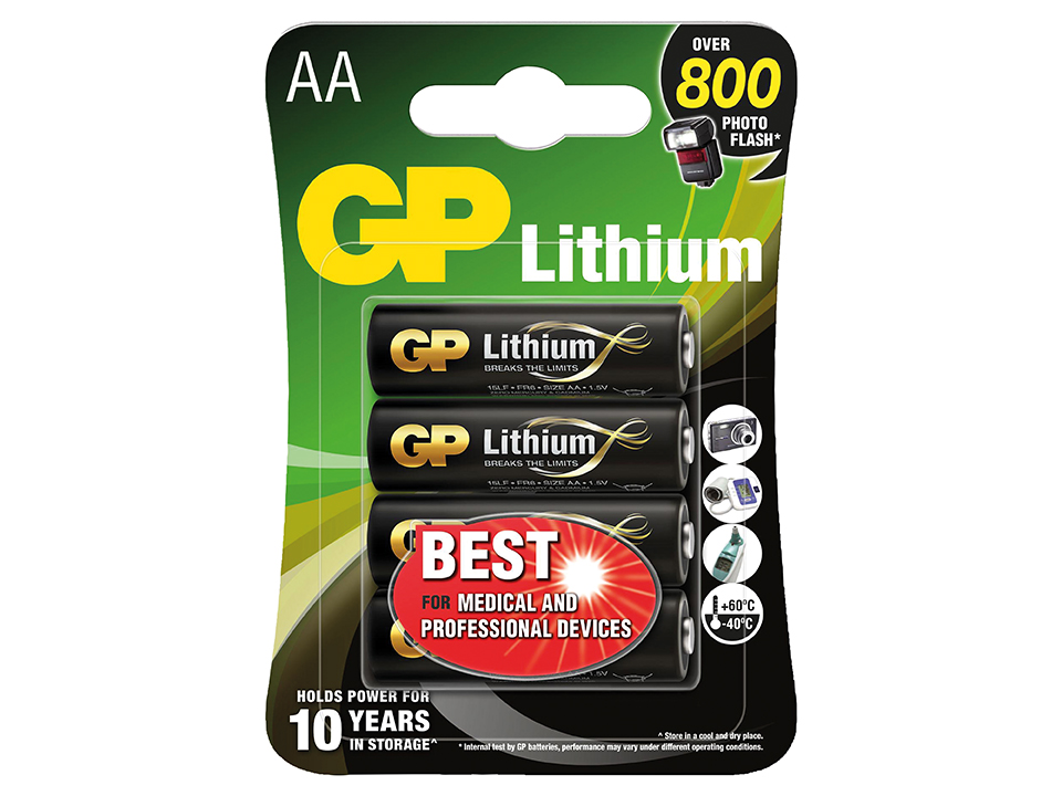 GP Lithium AA Batterie, 1,5 V, 4 Stück GP Mignon-Batterie EXCELLENT Lithium, 4 Stück