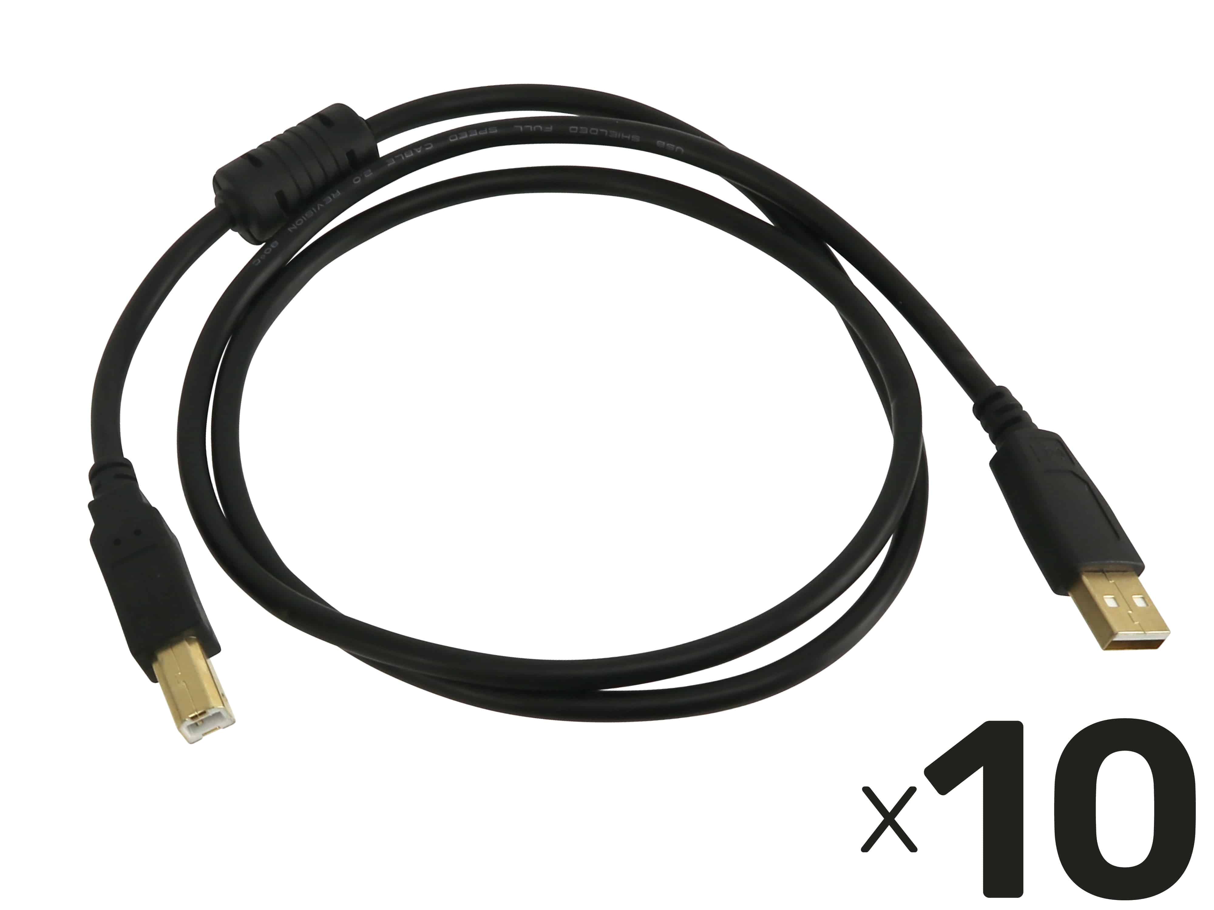 USB2.0-Anschlusskabel, A/B, 1 m, vergoldet, 10er Pack USB2.0-Anschlusskabel, A/B, 1 m, vergoldet, 10er Pack