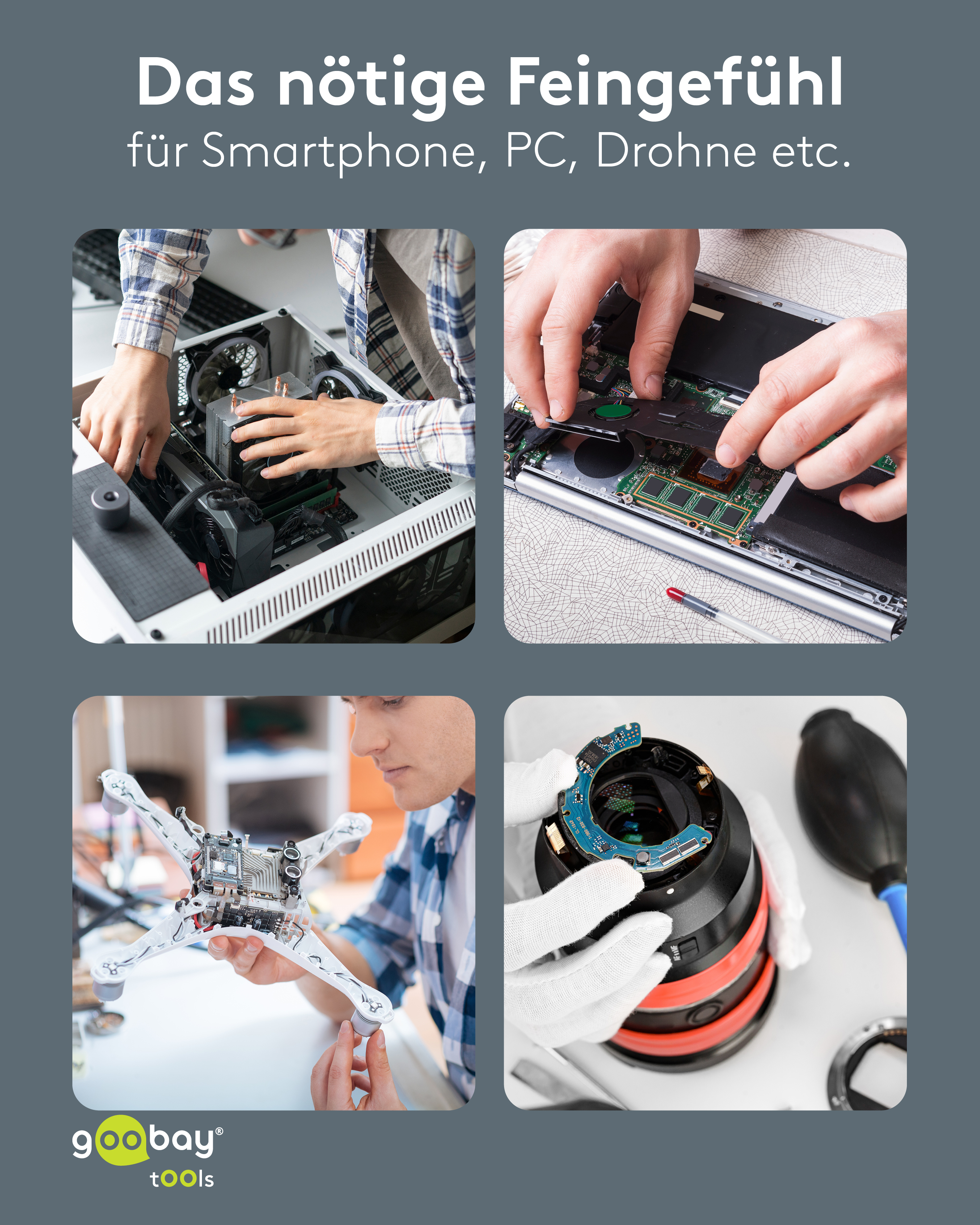 GOOBAY TOOLS 58in1 Elektrischer Schraubendreher, 77839, mit 50-tlg. Präzisions-Bitsatz