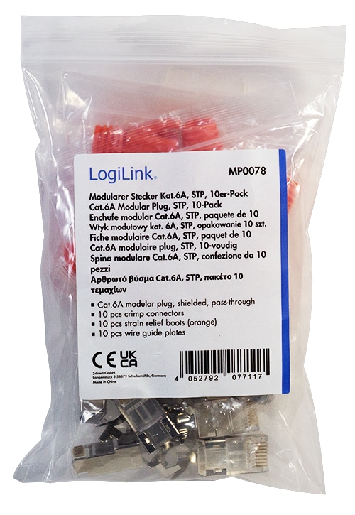 LOGILINK CAT.6A RJ45 Modular Stecker f. Cat.6A & Cat.7 Verlegekabel 10er Pack