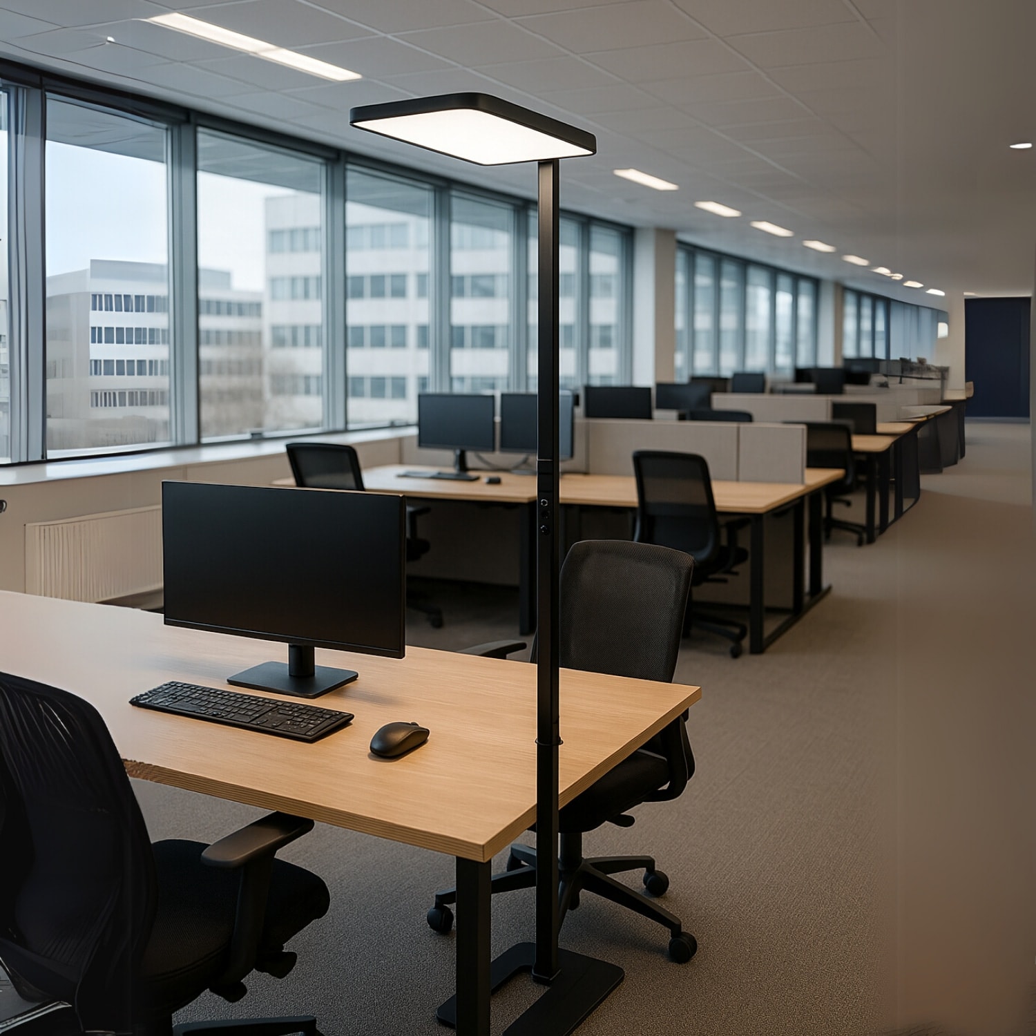 LUXULA LED-Büro-Stehleuchte, EEK: G, 100W, 7000lm, 4000K, schwarz