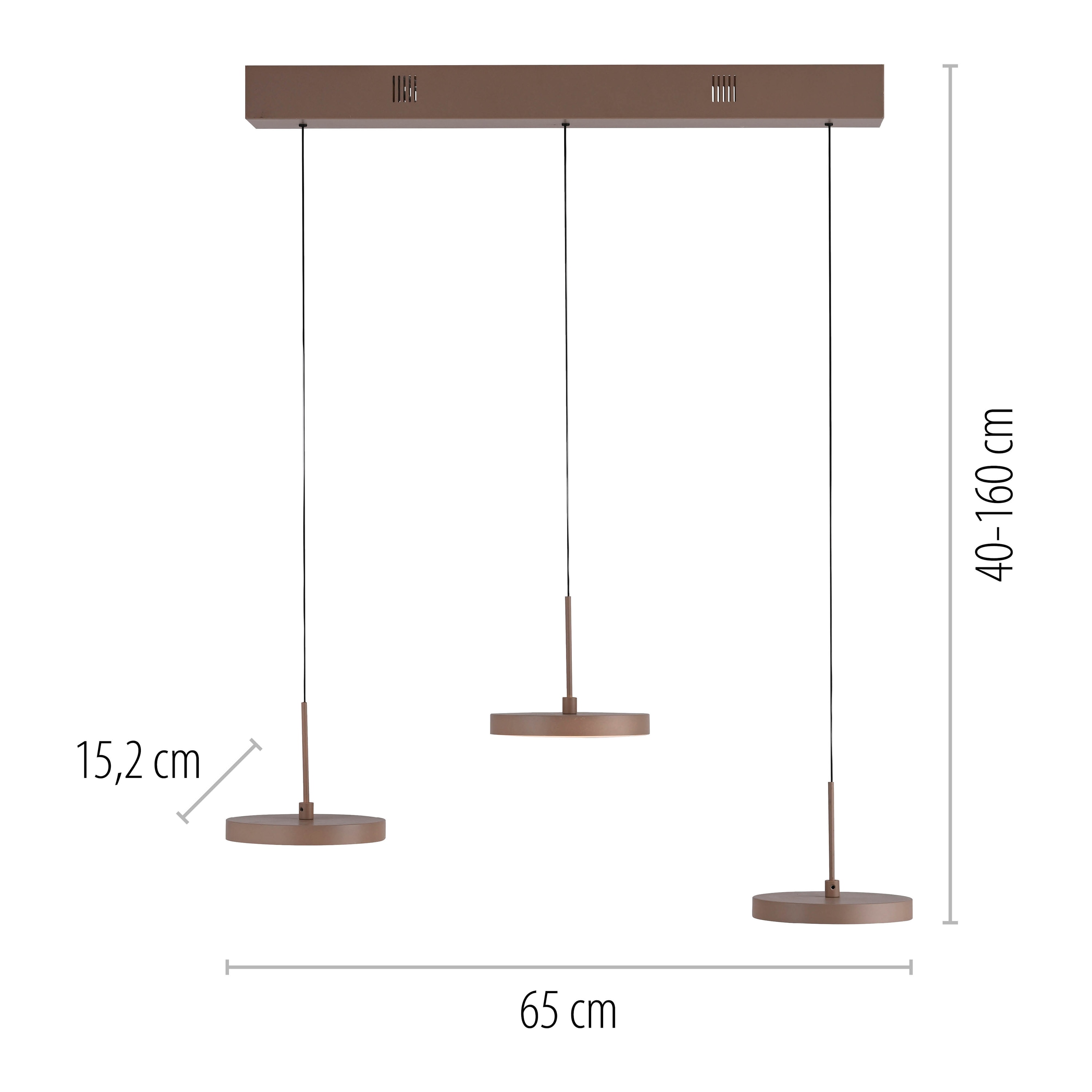 JUST LIGHT LED-Pendelleuchte 13141-39, 20,40W, 3000K, 2370lm, warmweiß, IP20, sand