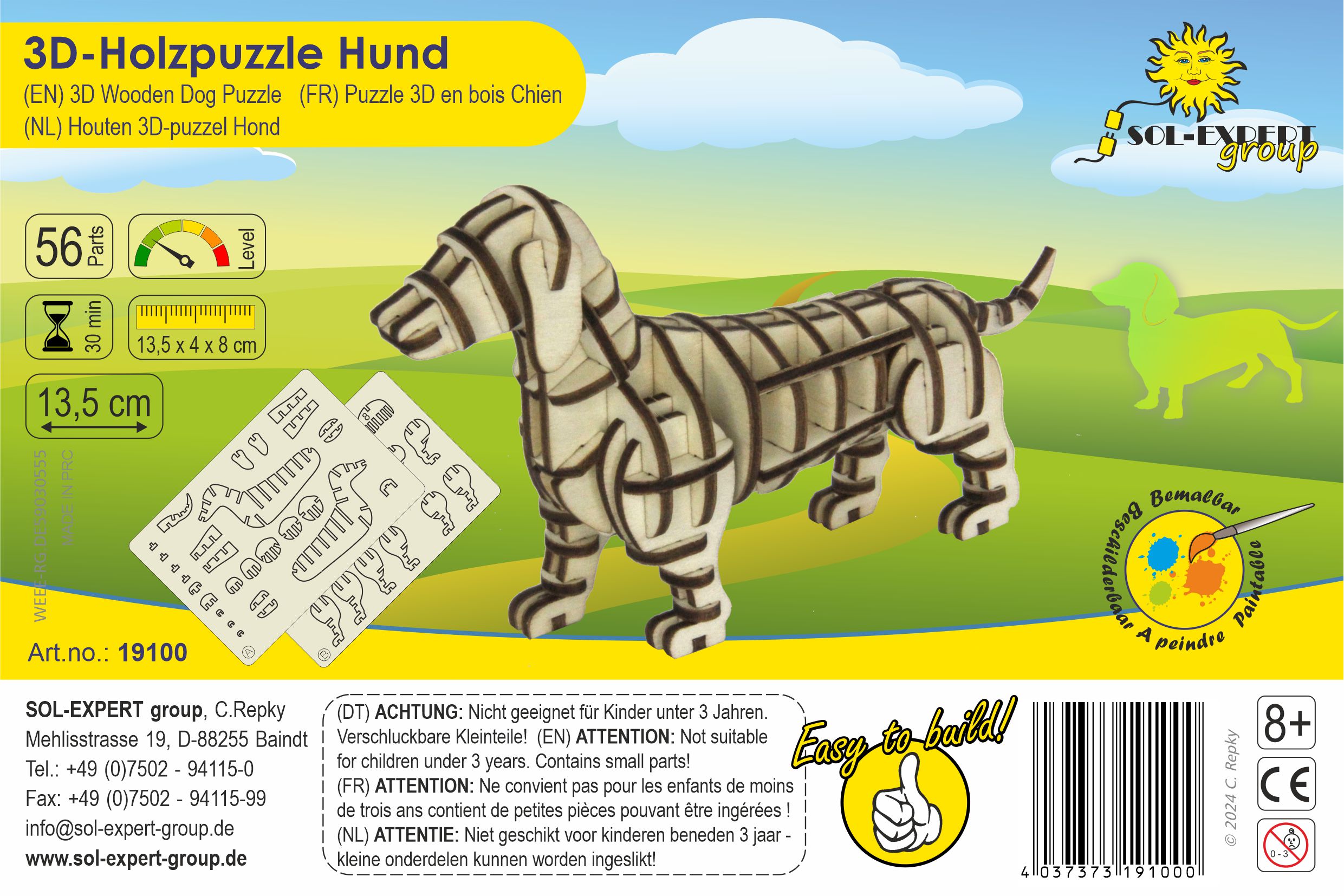 SOL-EXPERT 3D Holz Puzzle Hund SOL-EXPERT 3D Holz Puzzle Hund
