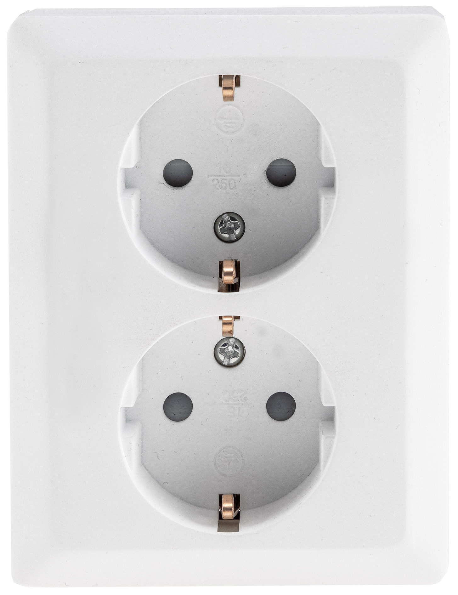 MILOS Schutzkontakt-Steckdose 23717, 2-fach, 2in1, 16A/250V, UP, weiß