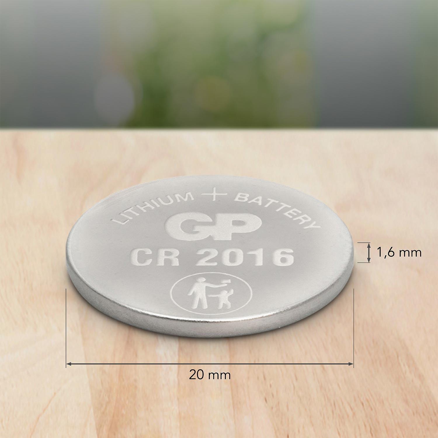 GP CR2016 Lithium Knopfzelle, 3 V, 2 Stück GP Knopfzelle, CR2016, Lithium, 3 V, 2 St.