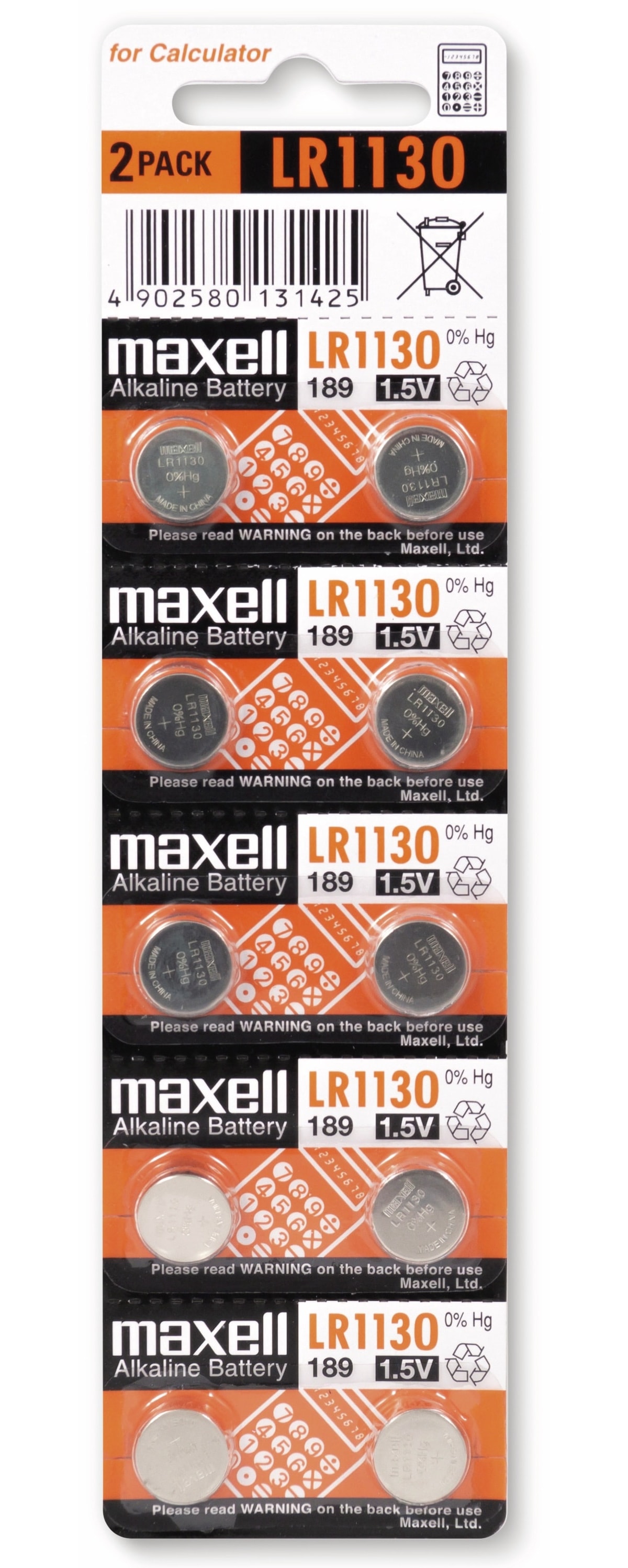 MAXELL Knopfzelle LR1130/AG10, 10 Stück