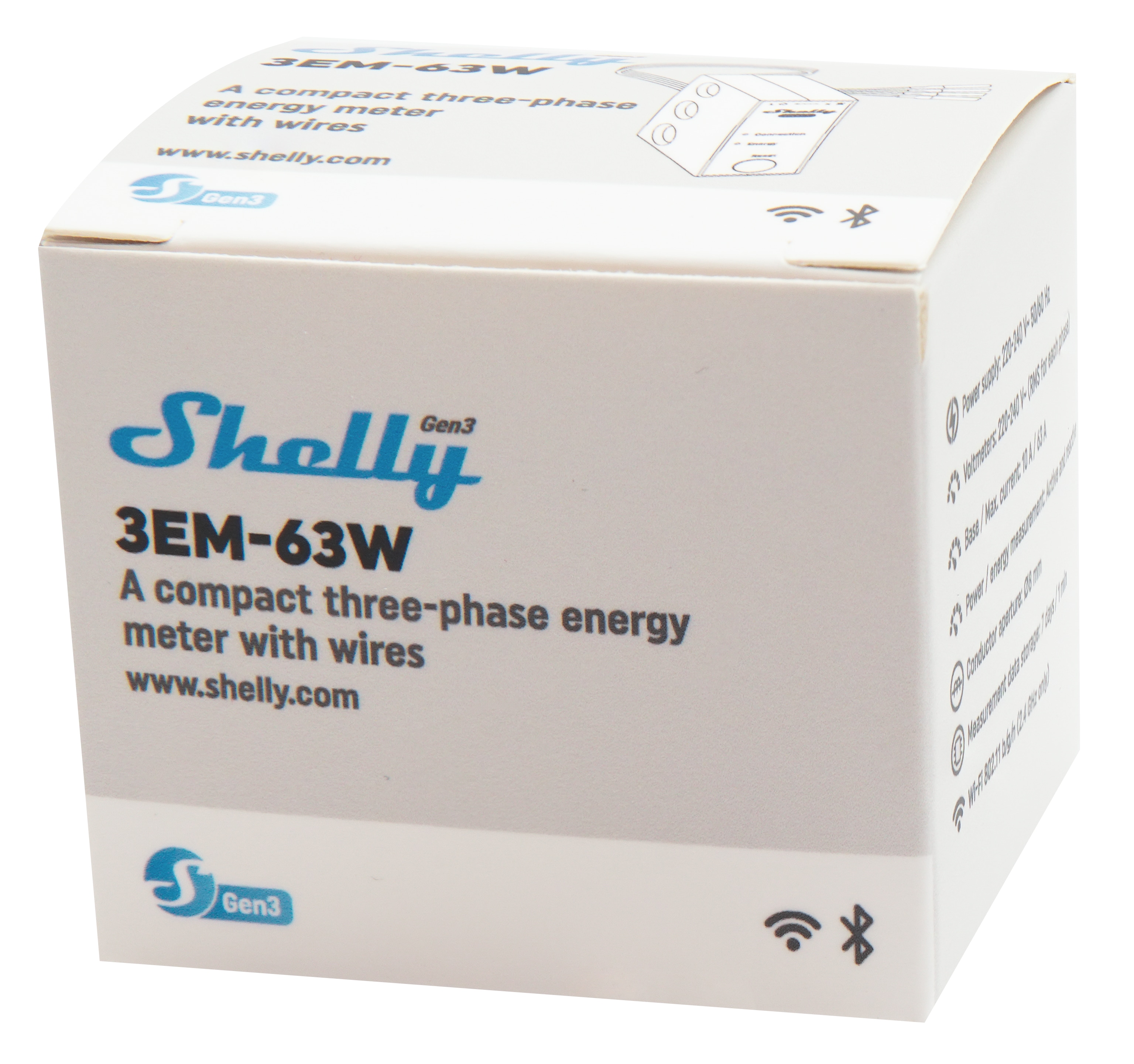 SHELLY WLAN-Stromzähler 3EM-63W Gen3, weiß