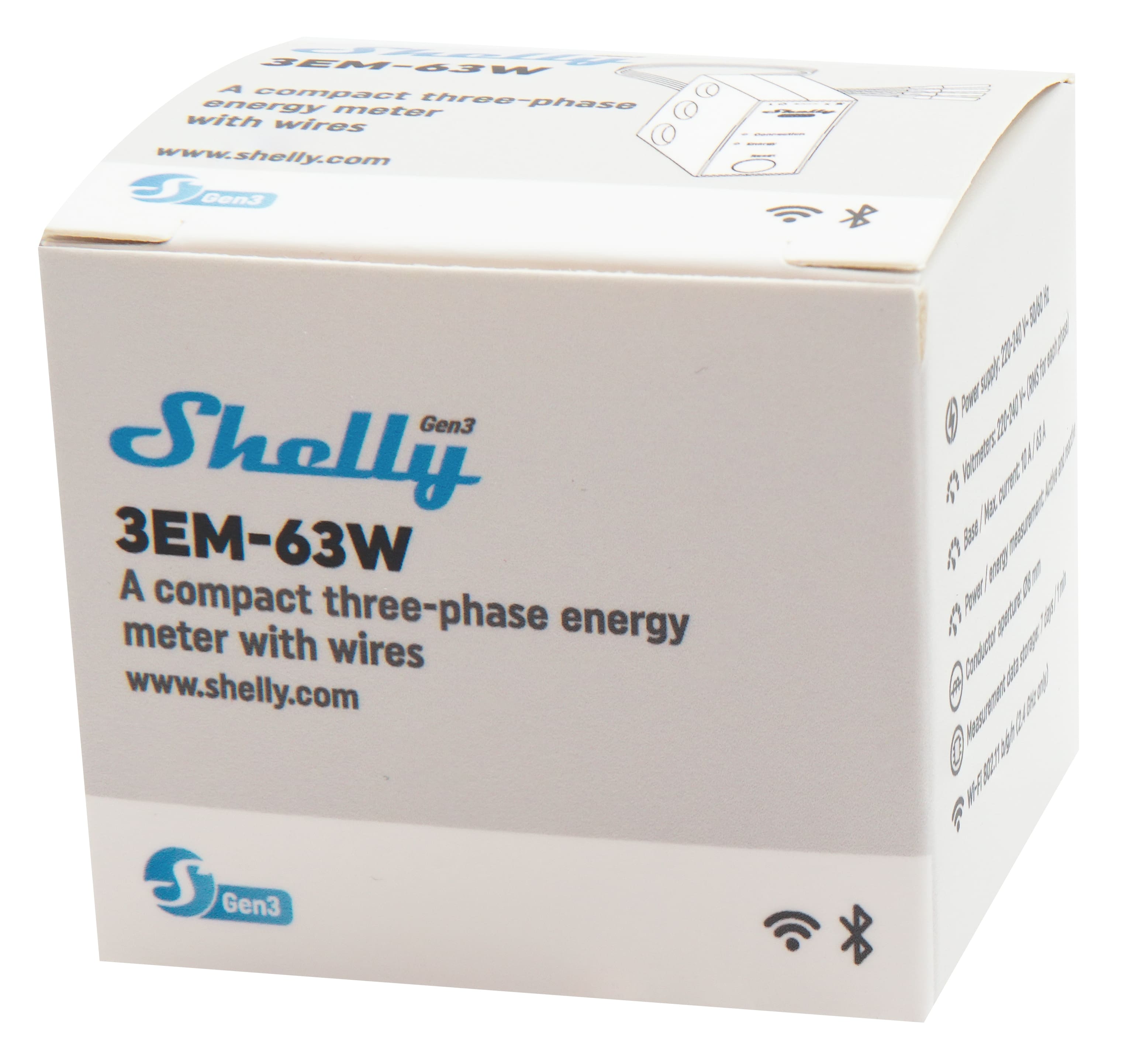 SHELLY WLAN-Stromzähler 3EM-63W Gen3, weiß
