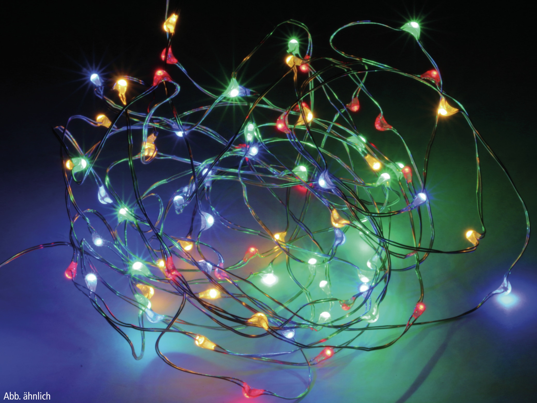 LED-Lichterkette, Silberdraht, 80 LEDs, bunt, Batteriebetrieb LED-Lichterkette, Silberdraht, 80 LEDs, bunt, Batteriebetrieb