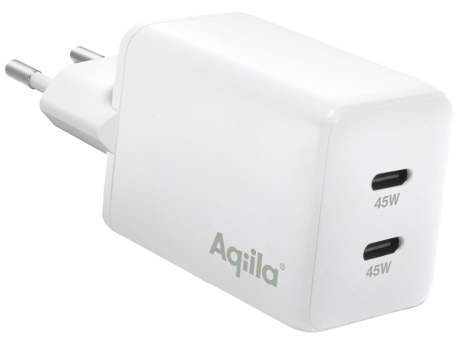 AQIILA USB-Lader Chargebird W2, 45 W, 2-fach, 2x USB-C, weiß AQIILA USB-Lader Chargebird W2, 45 W, 2-fach, 2x USB-C, weiß