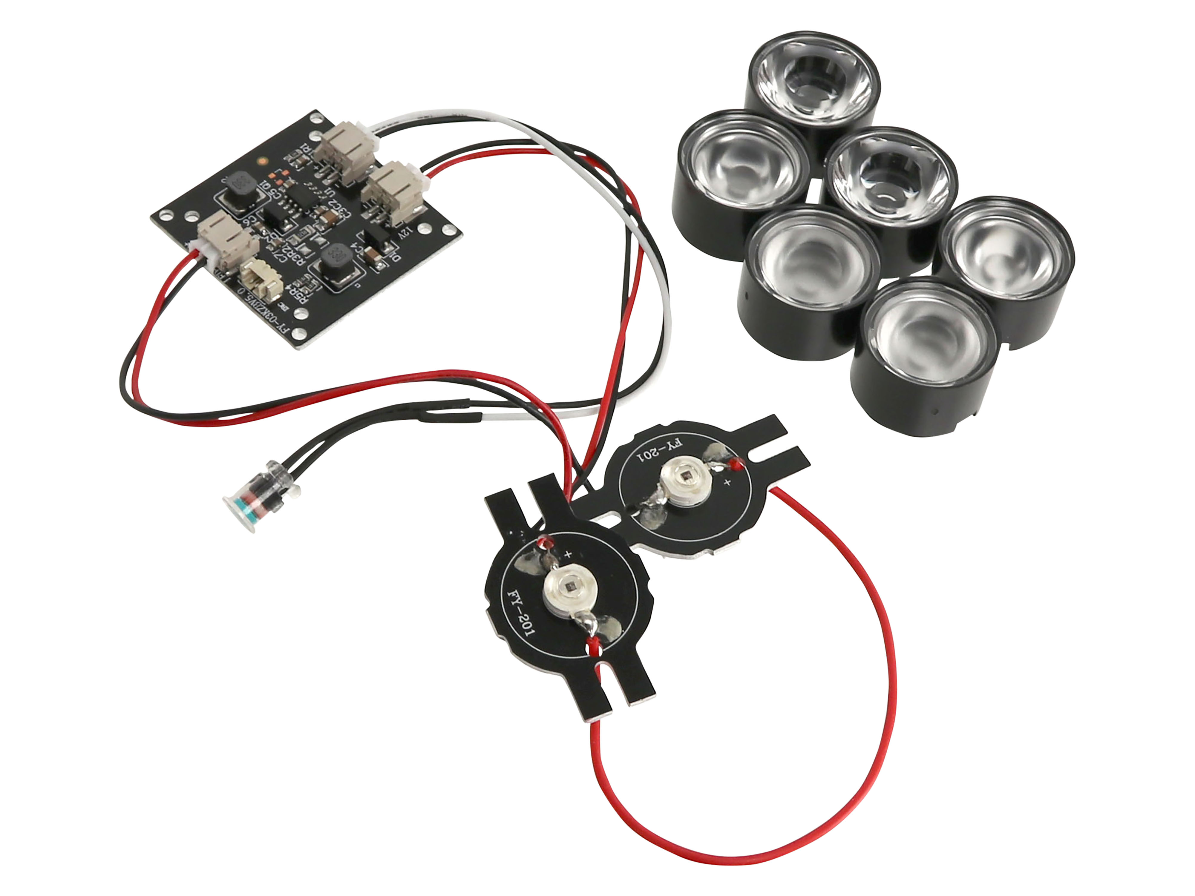 IR Doppeldiode 2x3 W mit Treiberplatine und 6 Streulinsen