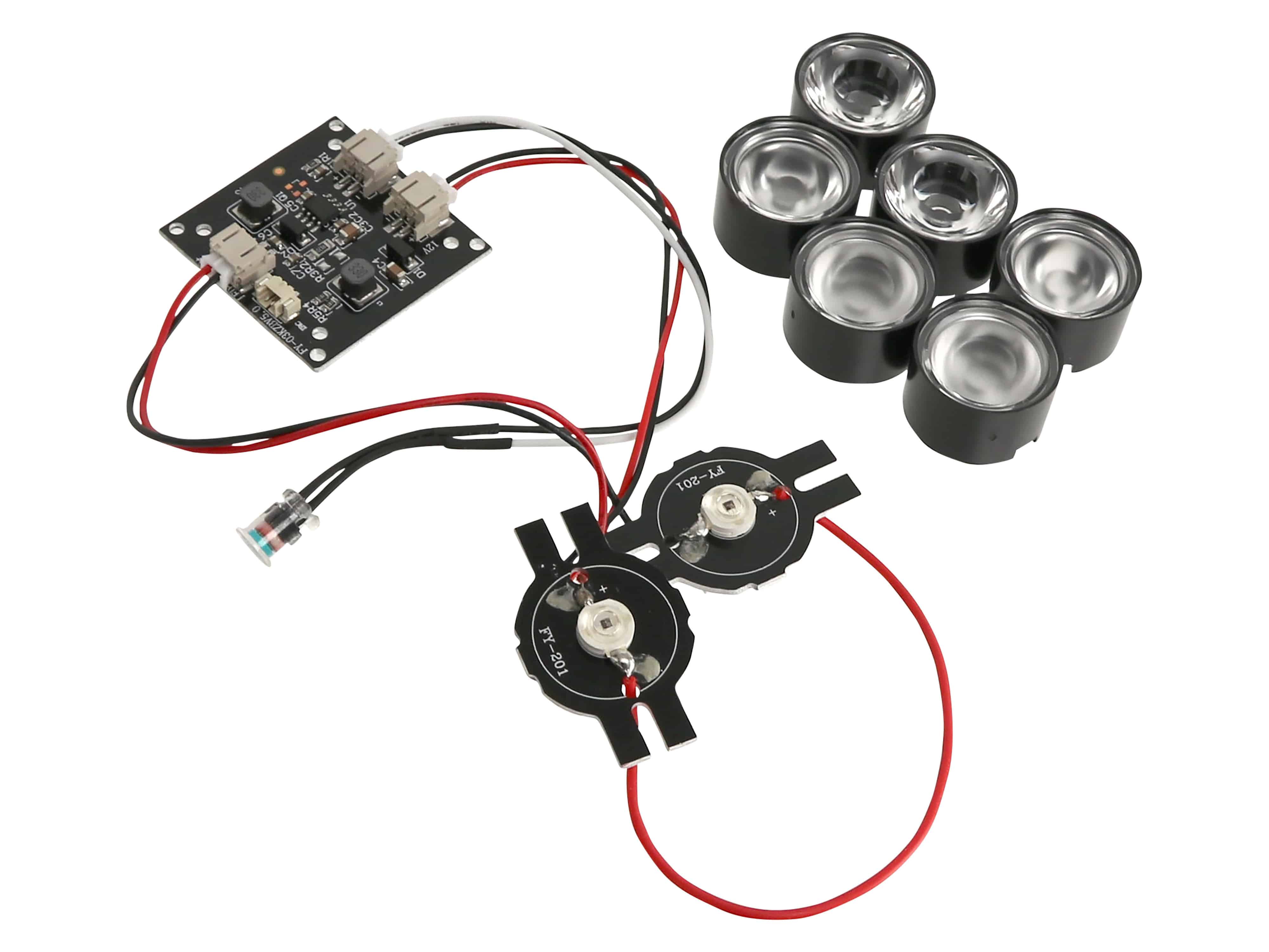 IR Doppeldiode 2x3 W mit Treiberplatine und 6 Streulinsen