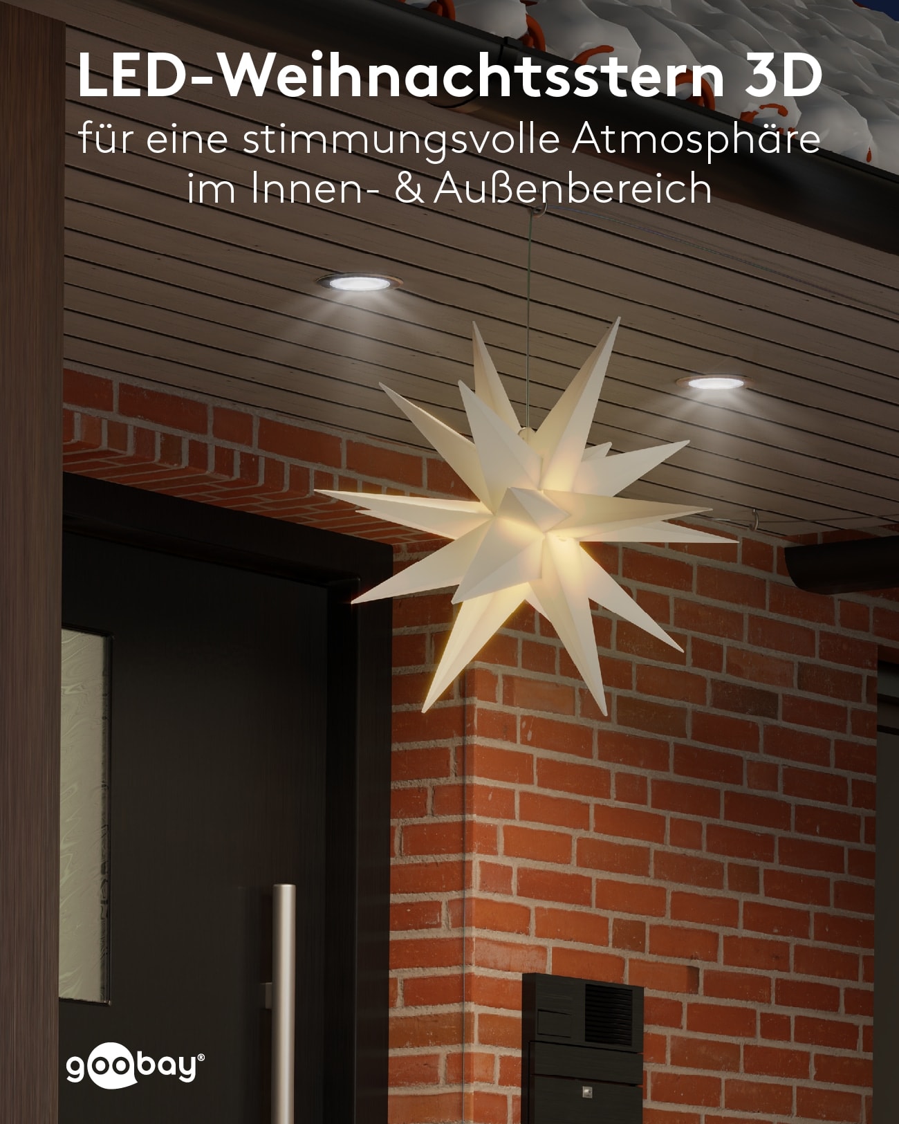 GOOBAY LED-Stern, 18 Zacken, 56cm, Outdoor, Timerfunktion, mit Netzteil GOOBAY LED-Stern, 18 Zacken, 56cm, Outdoor, Timerfunktion, mit Netzteil