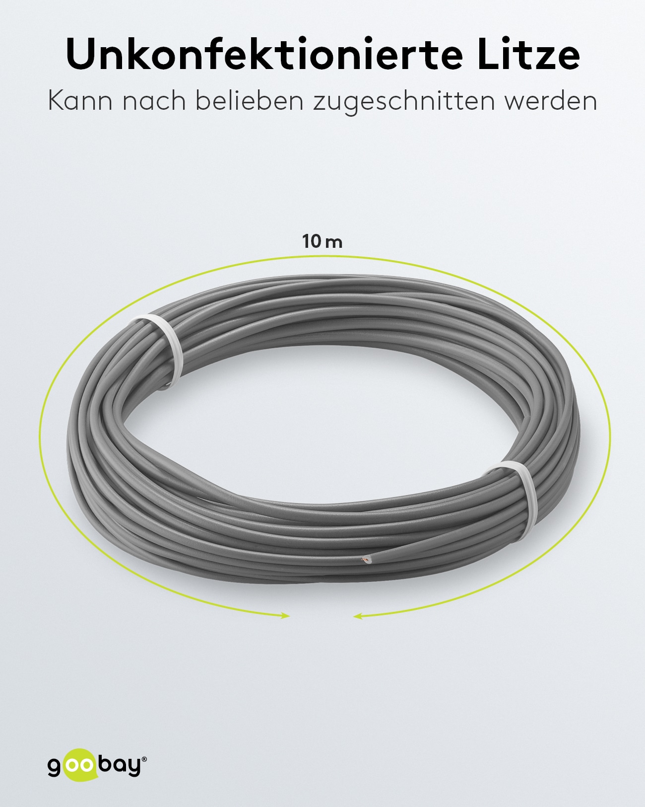 GOOBAY Kupferlitze 55047, 1x 0,14 mm², isoliert, 10 m, grau