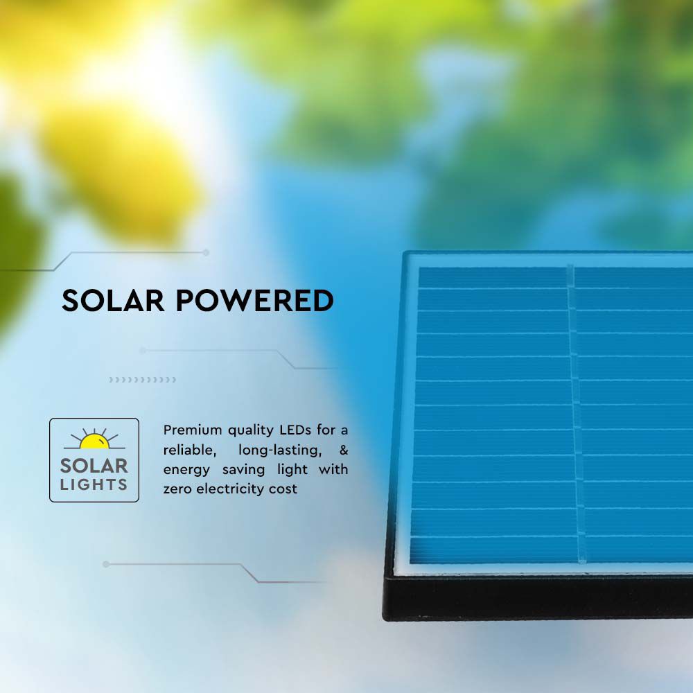 V-TAC Solar LED-Gartenleuchte VT-952, 2 W, 3000 K, IP65, schwarz