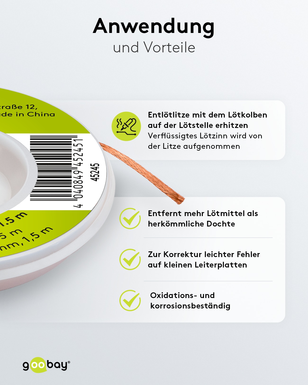 GOOBAY Entlötlitze, Ø 1,0 mm, 1,5 m