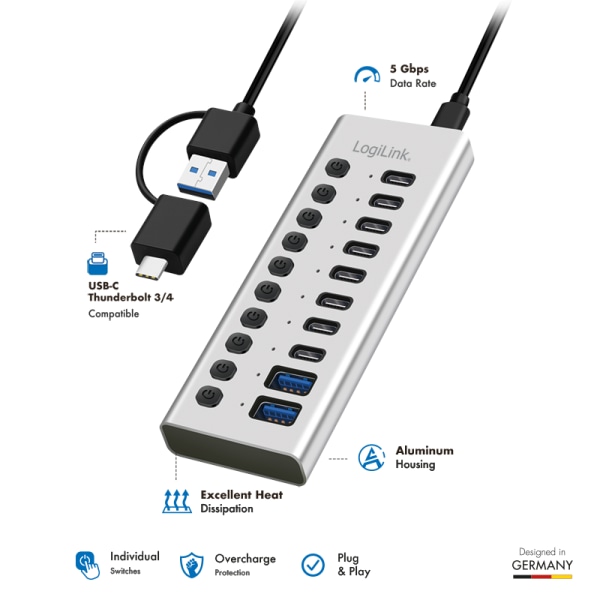 LOGILINK USB-C Hub UA0448, 10 Port