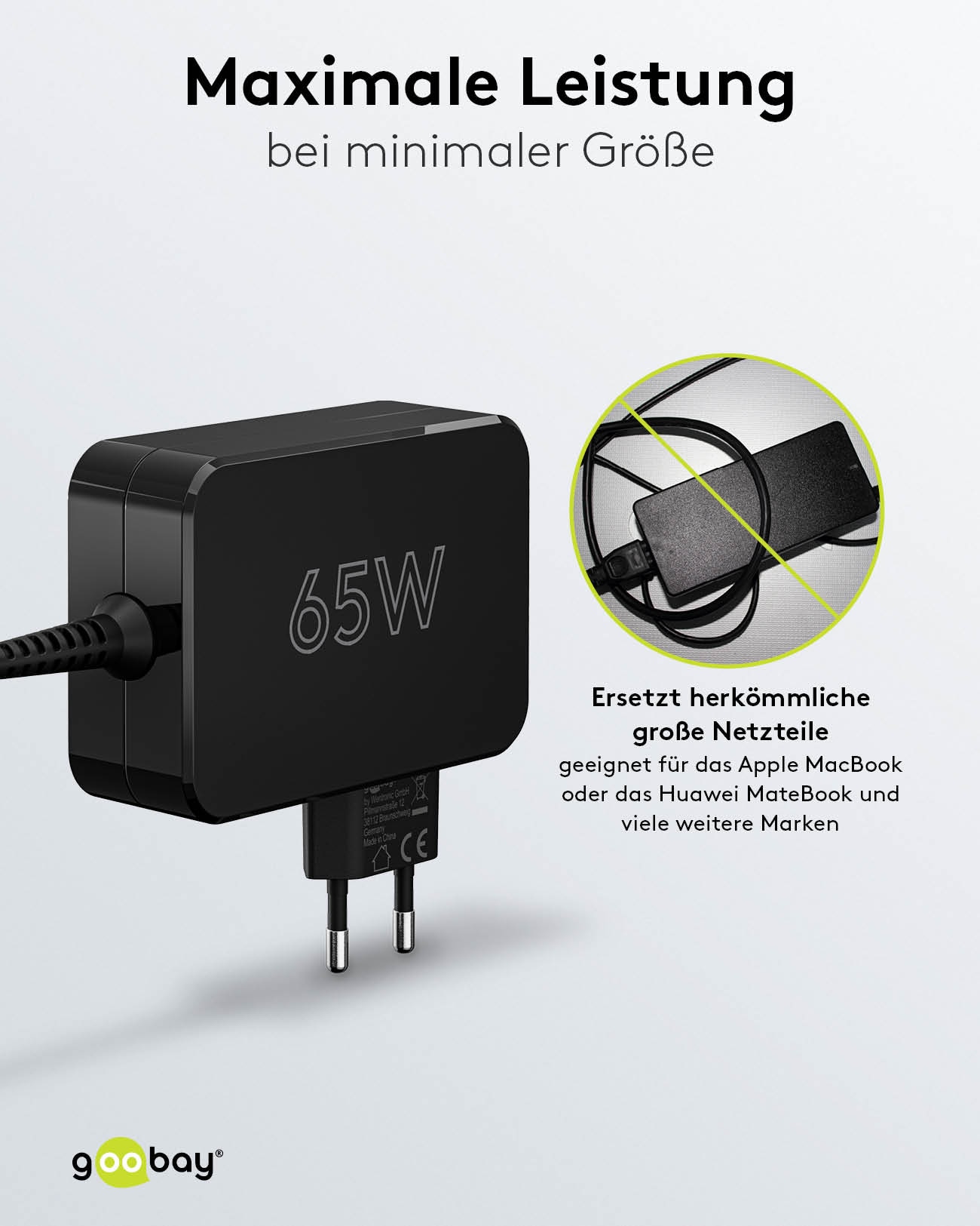 GOOBAY USB-Lader 65419, für Laptops, USB-C, 65 W