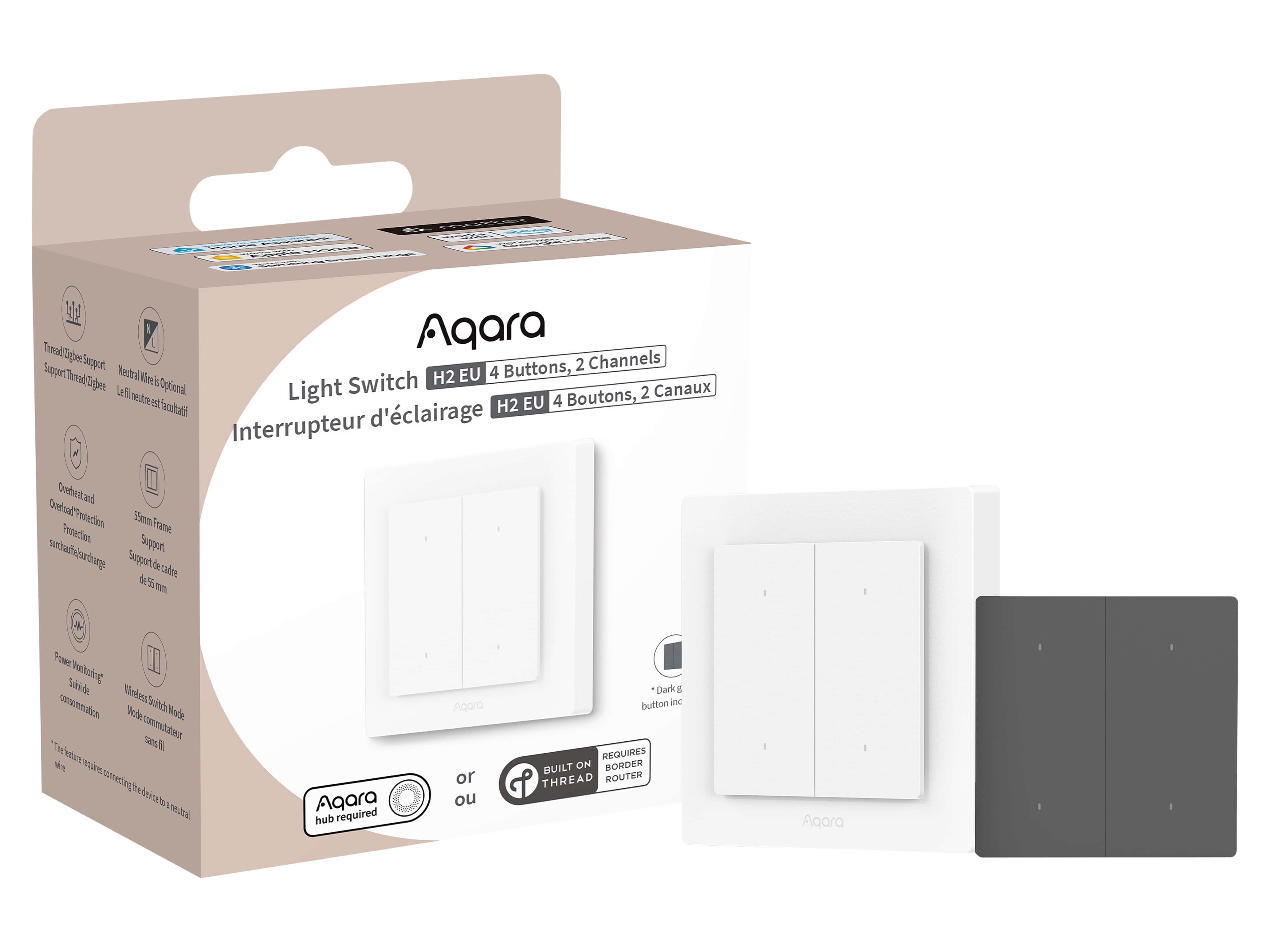 AQARA Lichtschalter Smart H2, WS-K08D, 4 Buttons, 2 Channels