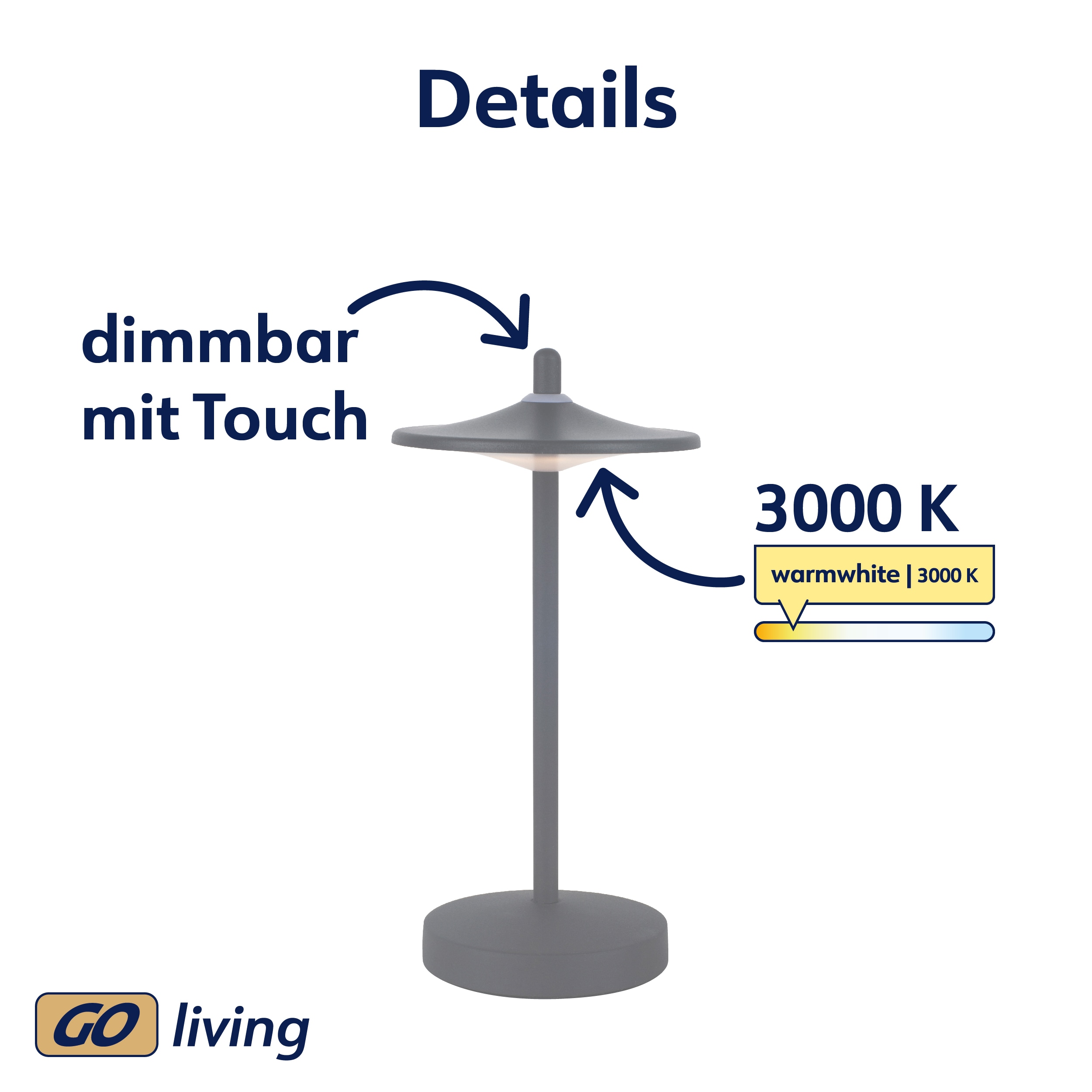 MÜLLER-LICHT LED-Akku-Tischleuchte 27700202, dimmbar, 3000K, warmweiß, grau MÜLLER-LICHT LED-Akku-Tischleuchte 27700202, dimmbar, 3000K, warmweiß, grau