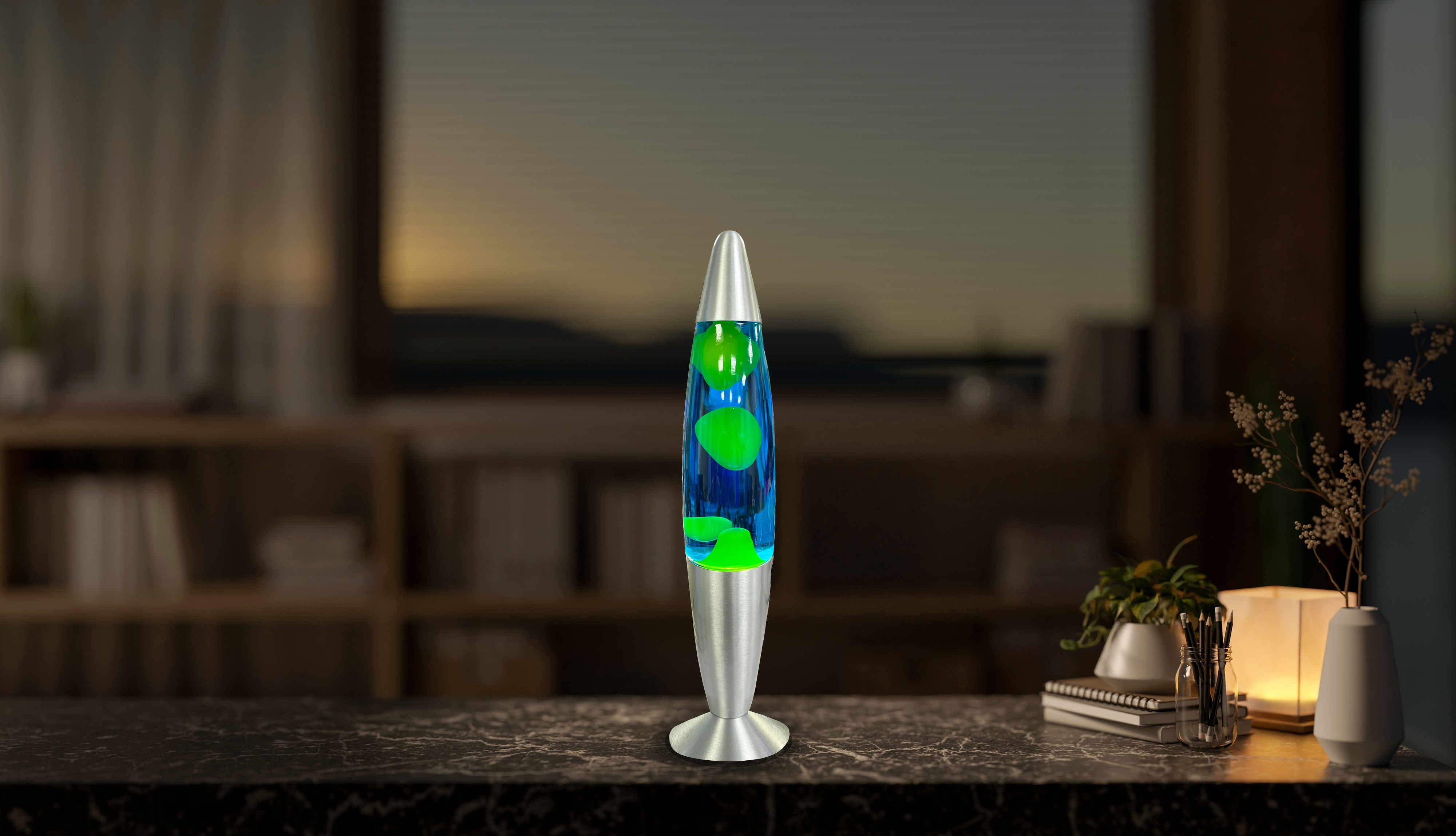 BLULAXA LED-Lava-Tischleuchte, 50961, 20W, 34 cm, gelb/blau