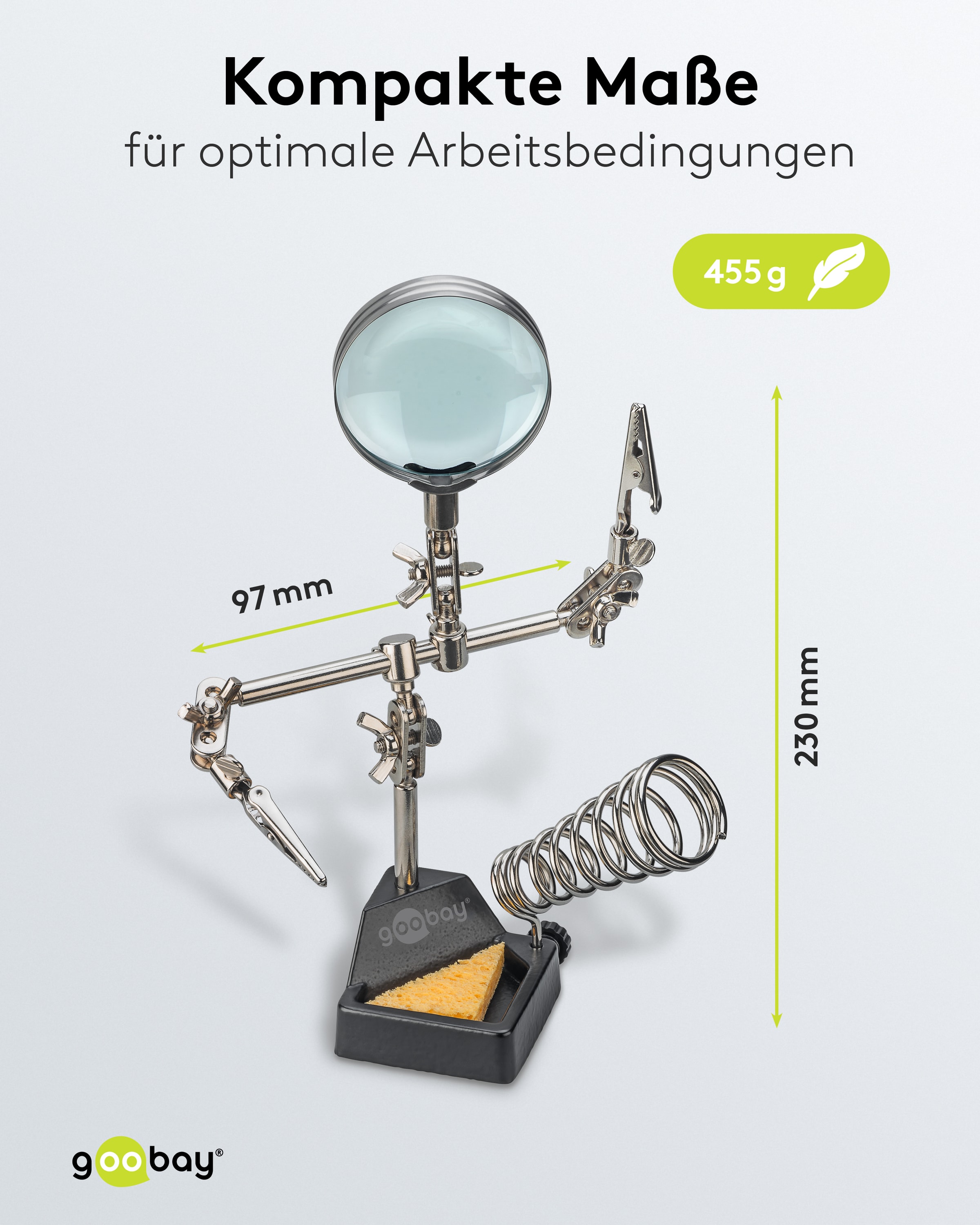 GOOBAY Dritte Hand, 76560, mit Lupe und Lötkolbenständer