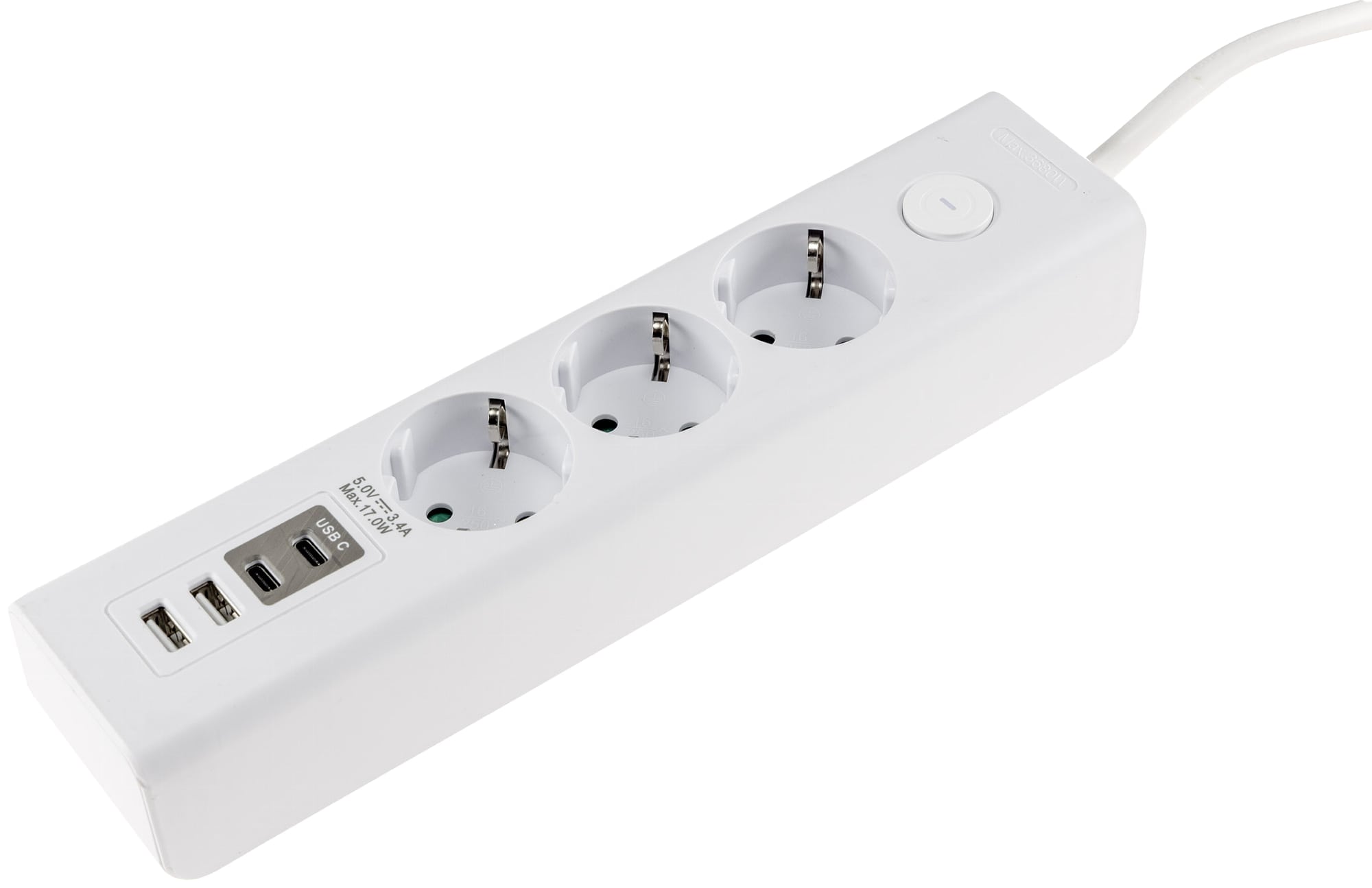 CHILITEC Steckdosenleiste, 3-fach, USB-A+C, 1,5 m Zuleitung, weiß CHILITEC Steckdosenleiste, 3-fach, USB-A+C, 1,5 m Zuleitung, weiß
