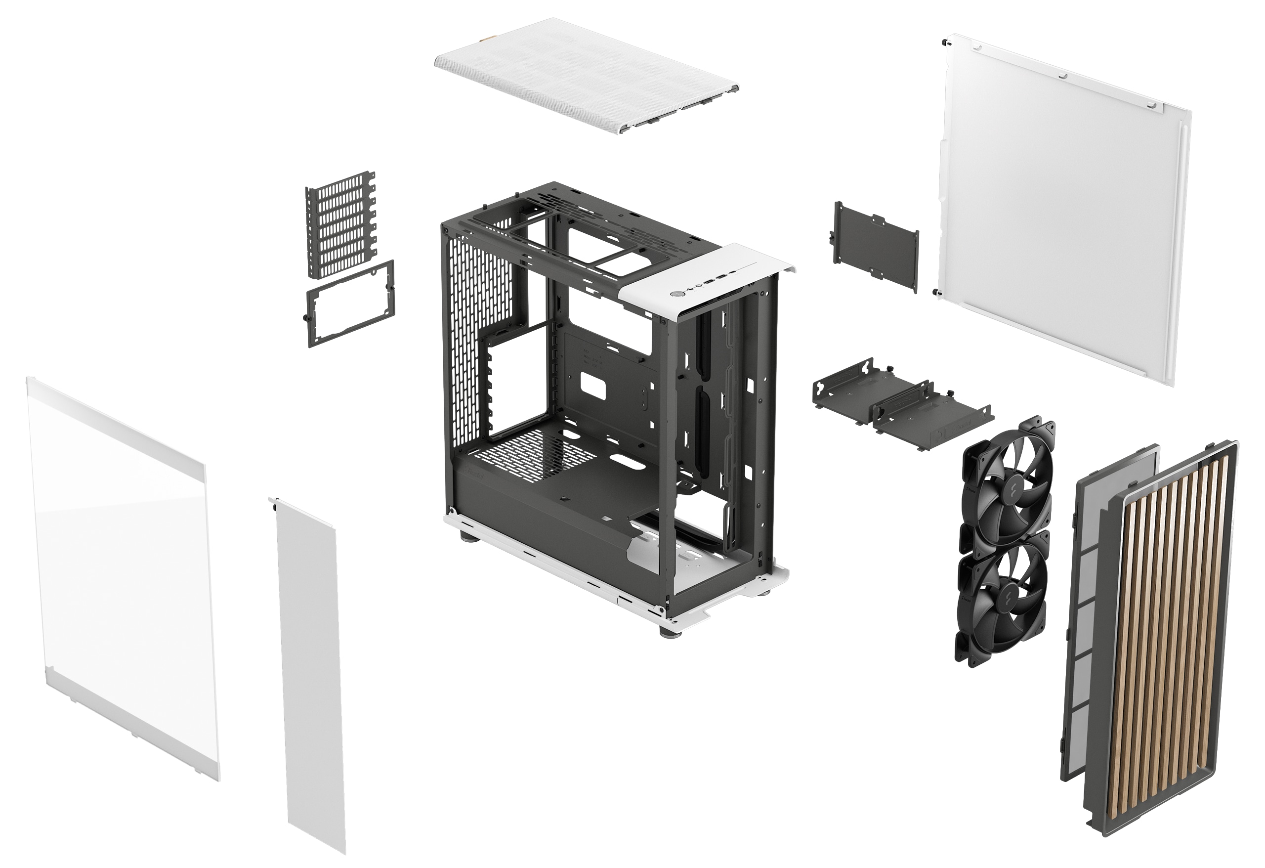 FRACTAL Midi Tower Design North Chalk weiß TG Clear