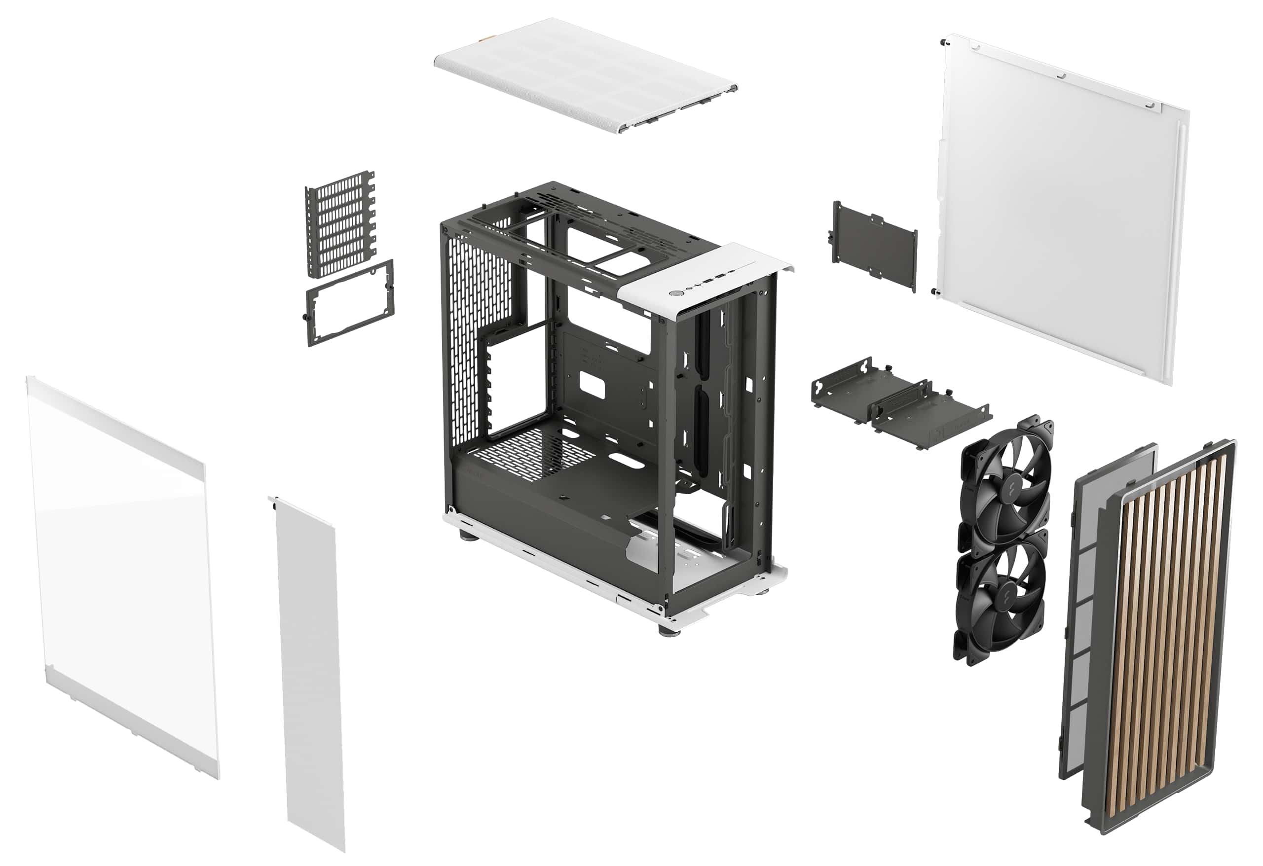 FRACTAL Midi Tower Design North Chalk weiß TG Clear