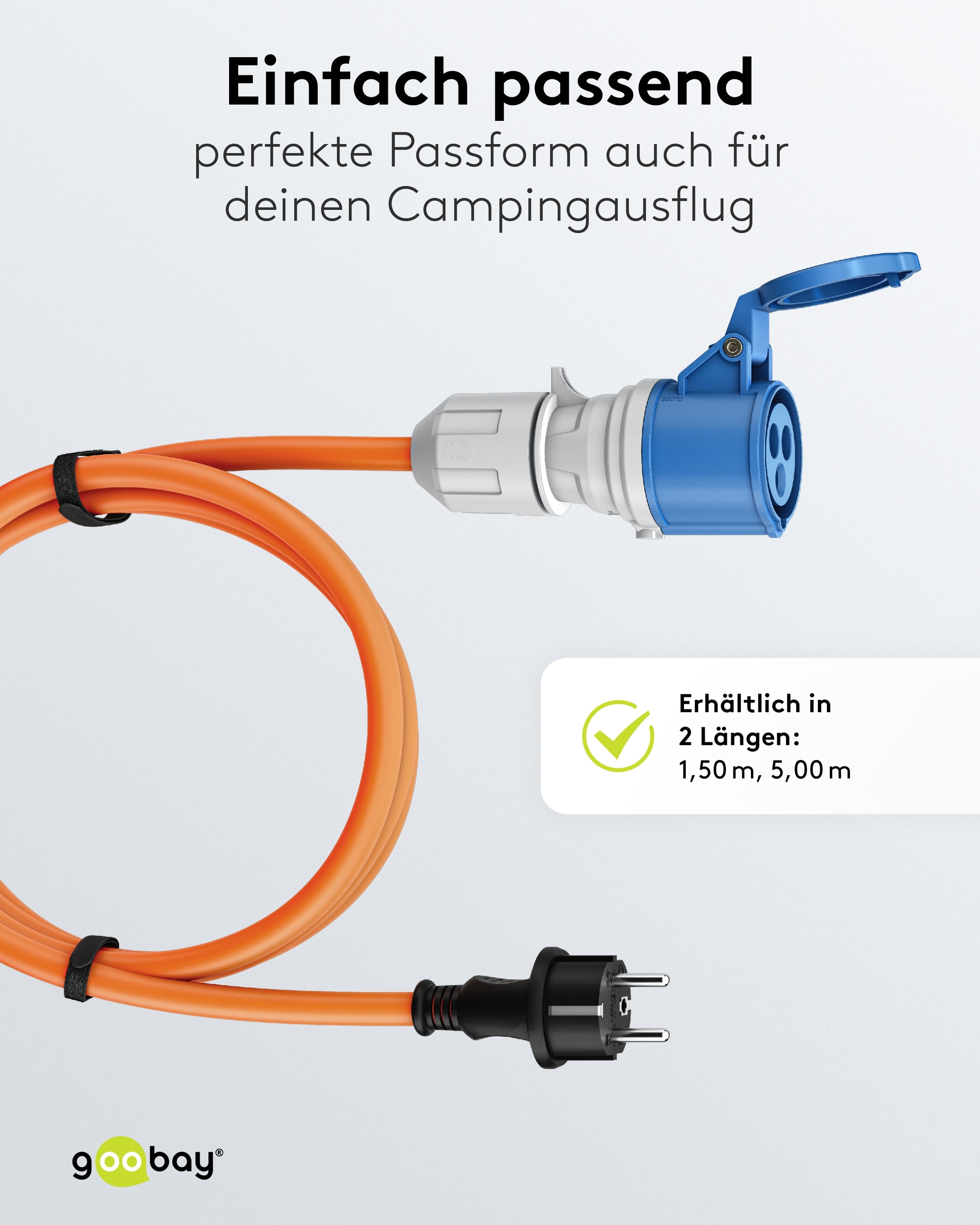 GOOBAY CEE-Adapterkabel 76219, 5 m, Stecker zu Schutzkontakt Stecker GOOBAY CEE-Adapterkabel 76219, 5 m, Stecker zu Schutzkontakt Stecker