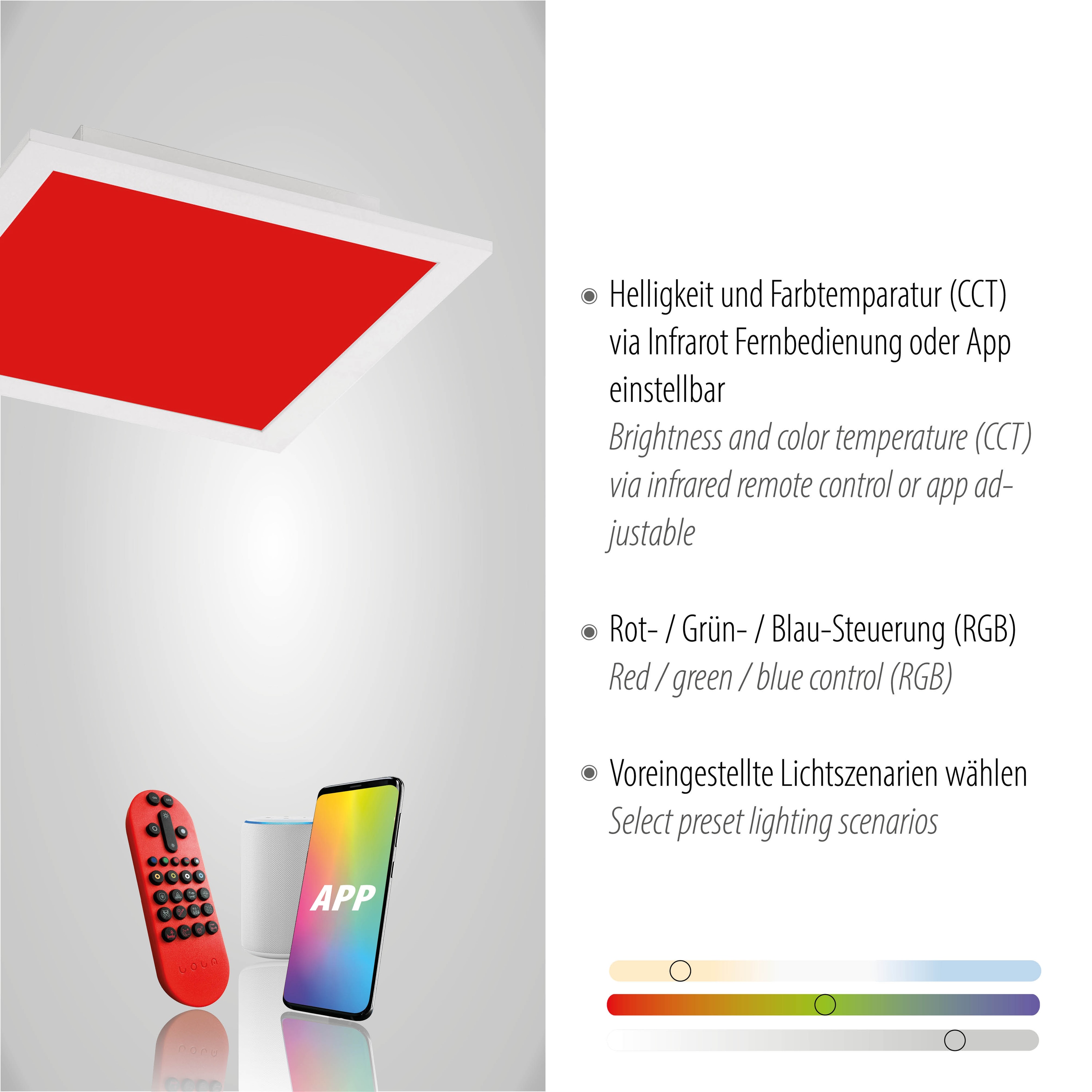 JUST LIGHT LED-Deckenleuchte 14680-16 weiss, 15 W, 2100 lm, CCT, RGB, Smart Home