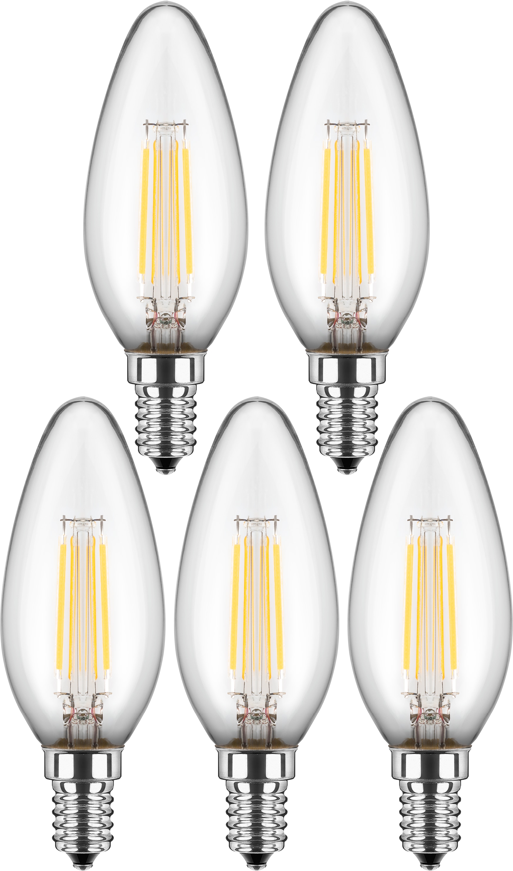 BLULAXA LED-Filament-Lampe, C35, EEK: F, E14, 4,5 W, 470 lm, 2700 K, 5 Stück