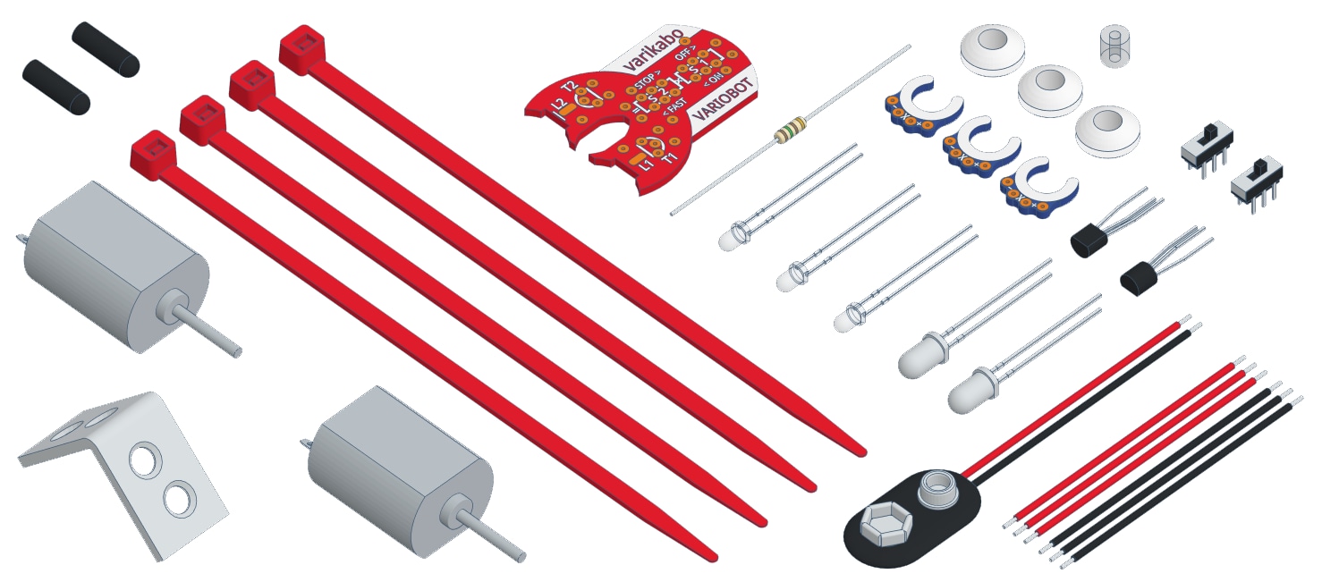 VARIOBOT Roboter Bausatz varikabo SN 011 DE, zum Löten, 12 Funktionen