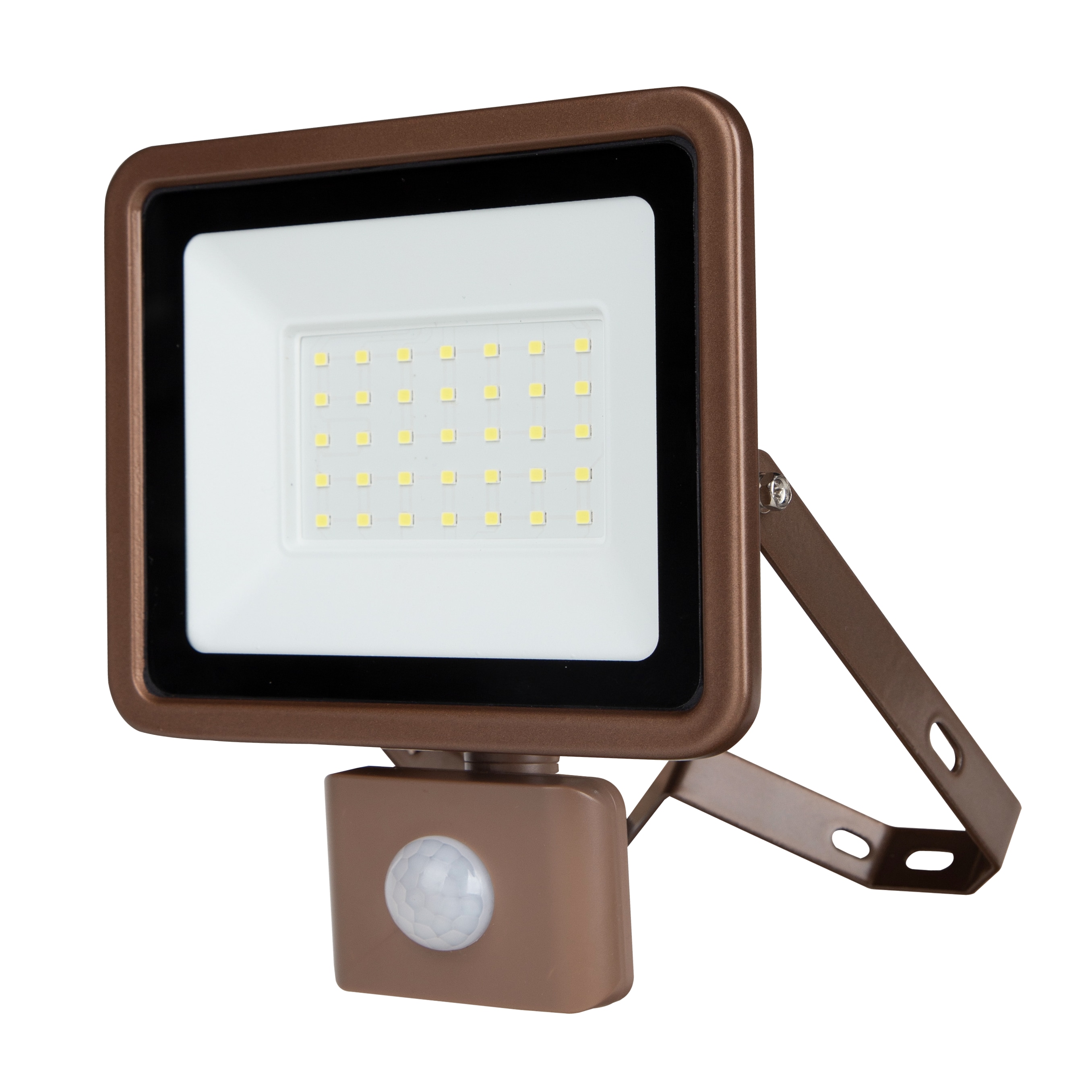 REV LED-Fluter Eco+, mit Sensor, 30W, 6500K, 2550lm, kaltweiß, IP44, bronze