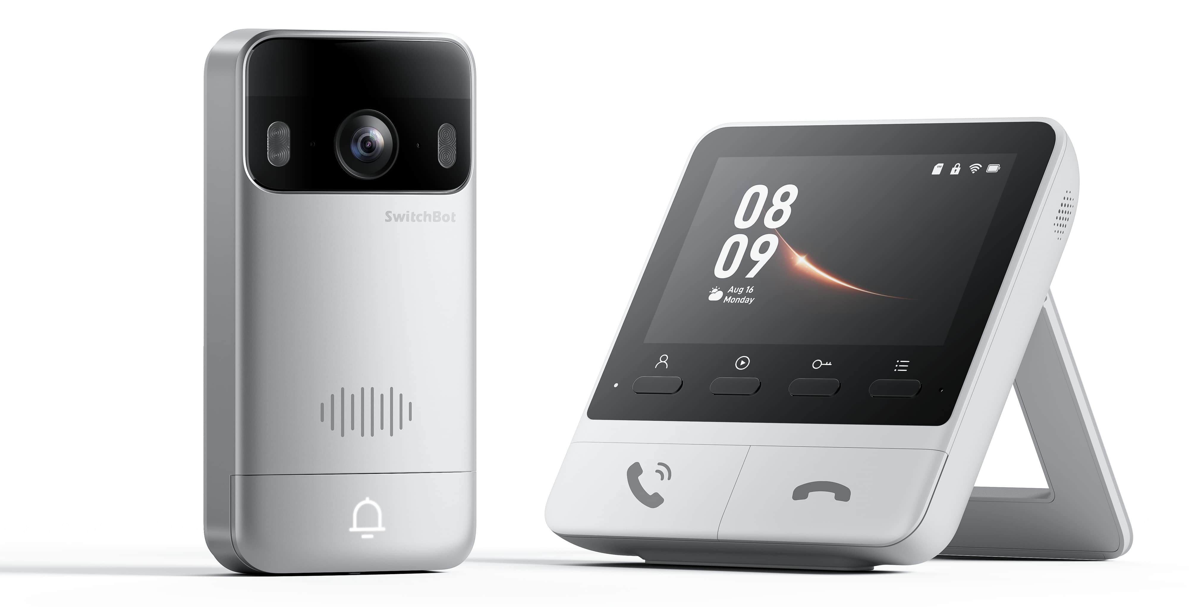 SWITCHBOT Videotürklingel, Monitor, Gegensprechanlage, silber-weiß