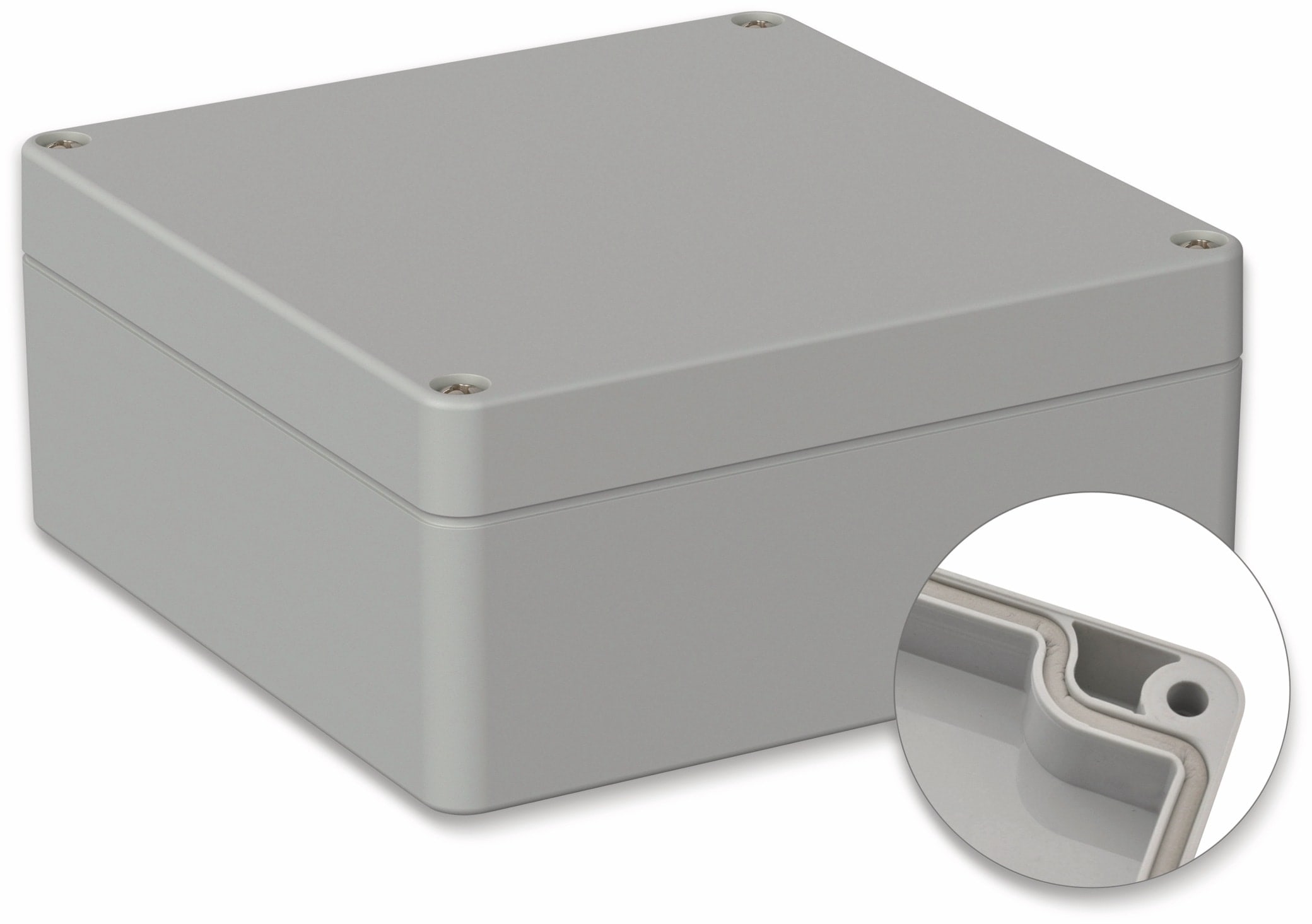 POLLIN, Polycarbonat Gehäuse, 122 x 120 x 55 mm, IP66, Lichtgrau POLLIN, Polycarbonat Gehäuse, 122 x 120 x 55 mm, IP66, Lichtgrau