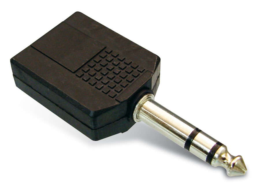 GOOBAY Klinkenadapter, Stecker 6,3 mm stereo / 2x Kupplung 6,3 mm stereo, schwarz