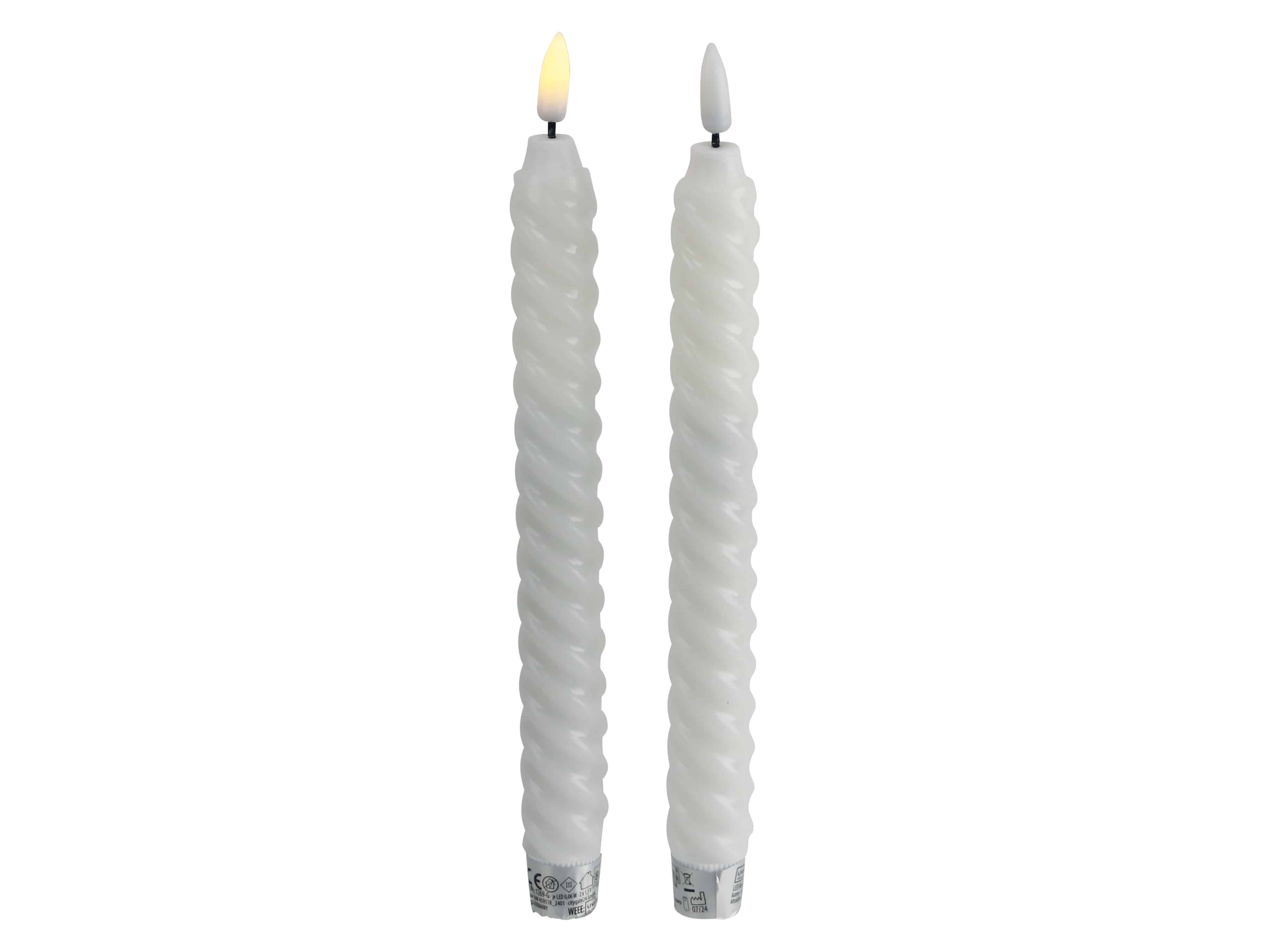 LED-Echtwachskerze, warmweiß, Timerfunktion, 2 Stück