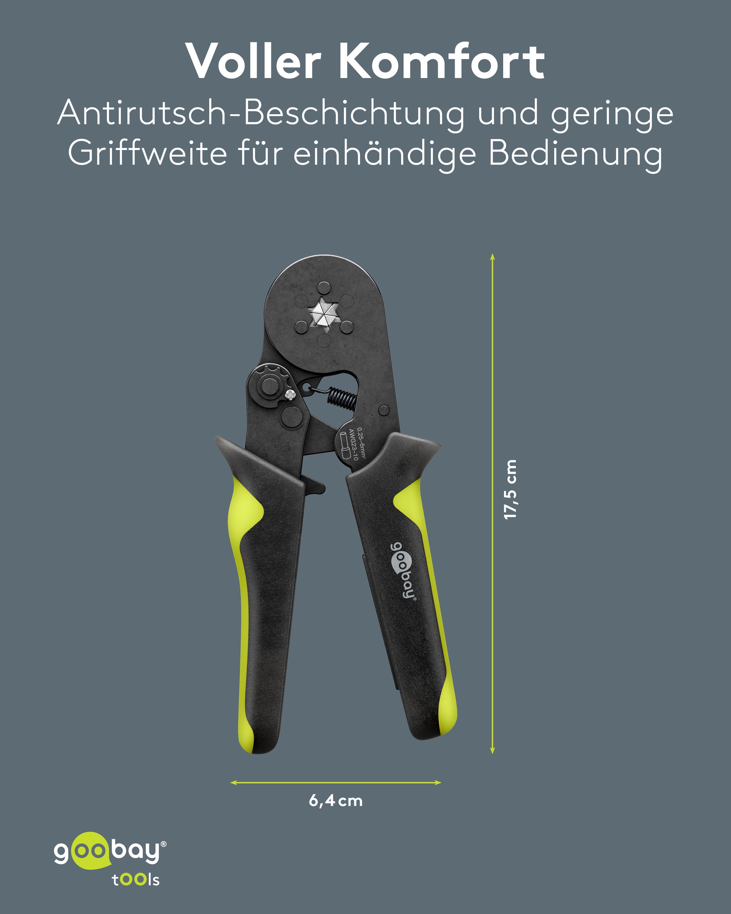 GOOBAY TOOLS Sechskant-Crimpzange, für Aderendhülsen GOOBAY TOOLS Sechskant-Crimpzange, für Aderendhülsen