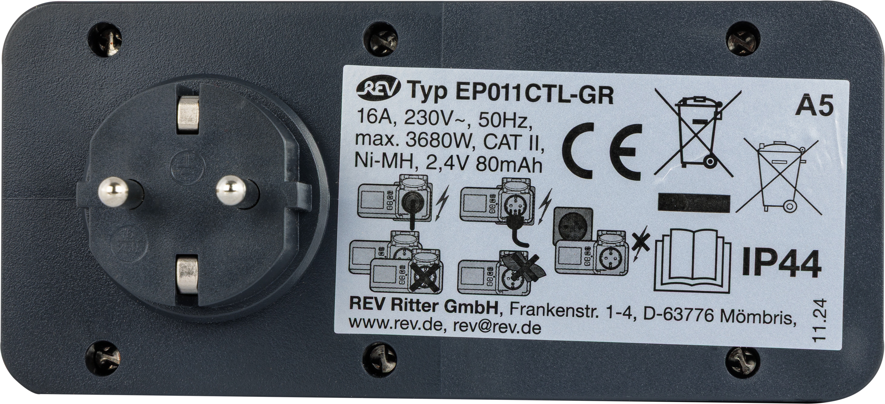 REV ENERGIEKOSTENMESSGERÄT EP011CTL-GR, LCD-DISPLAY, IP44, SCHWARZ-GRÜN