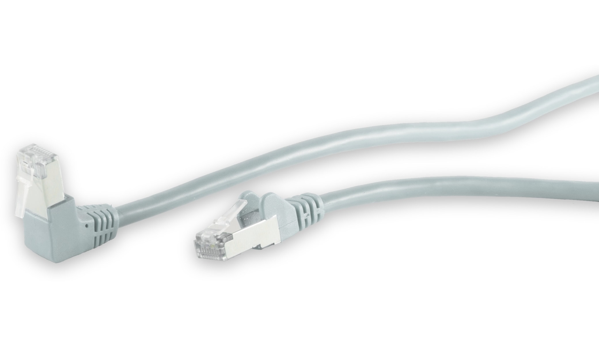 CAT.6 Patchkabel, S/FTP, 90°-gerade, 7,5 m, grau