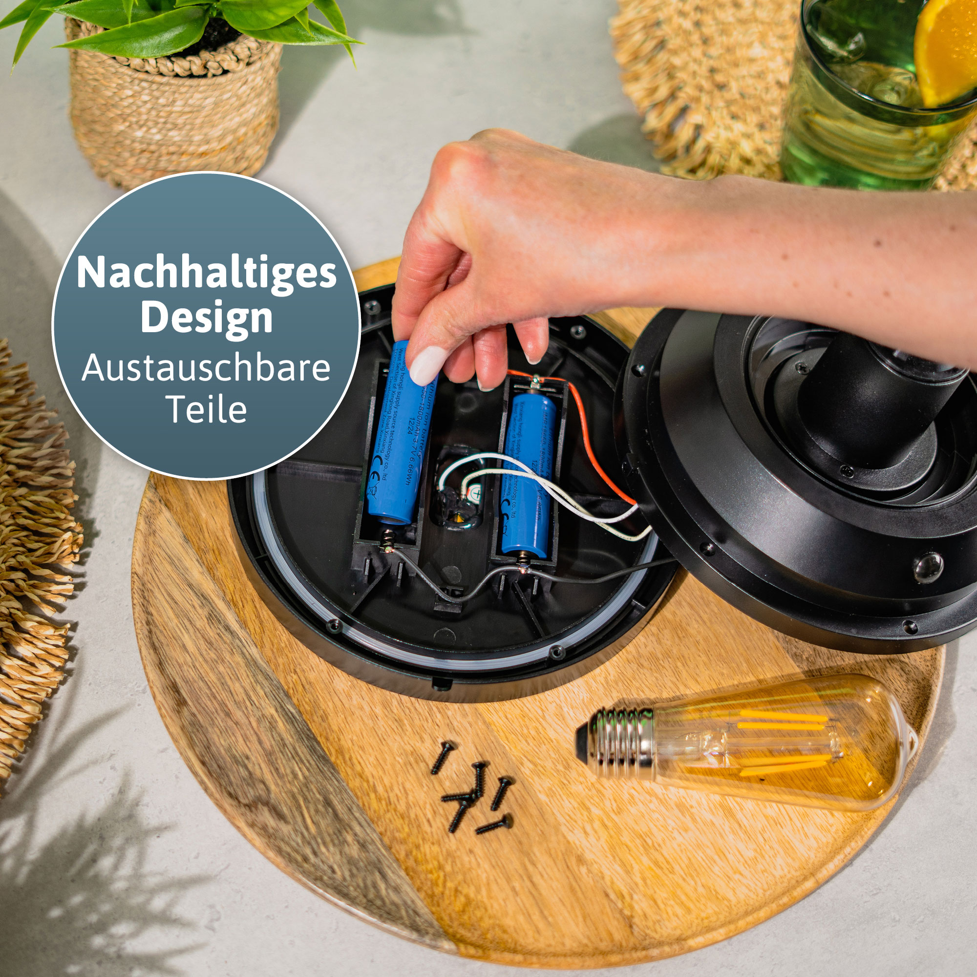 BRENDZ Solar LED-Tischleuchte, Mira & Ara, 40/200/400 lm, 2700 K, IP54