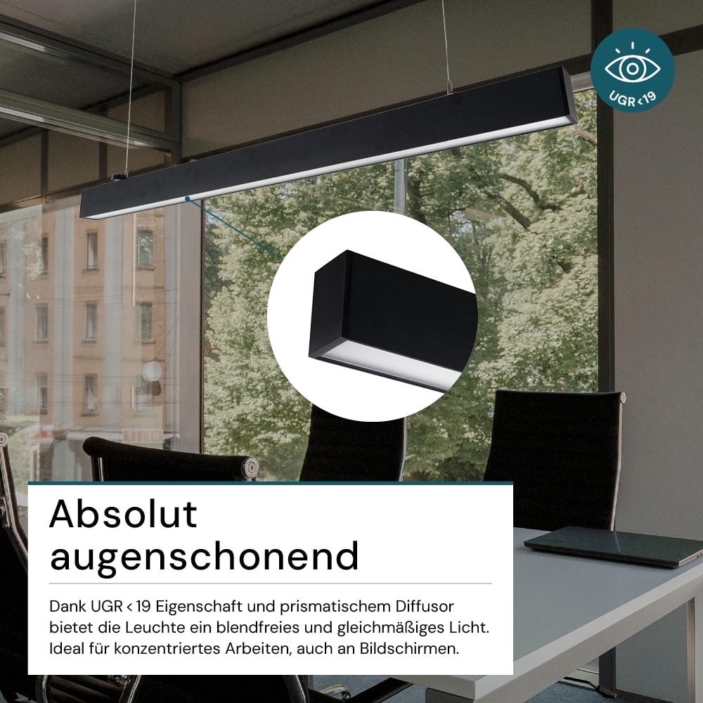 LUXULA LED-Büro-/Tresenleuchte, 30W, 3000/4000/6500K, EEK: E, 3600lm, IP20, schwarz