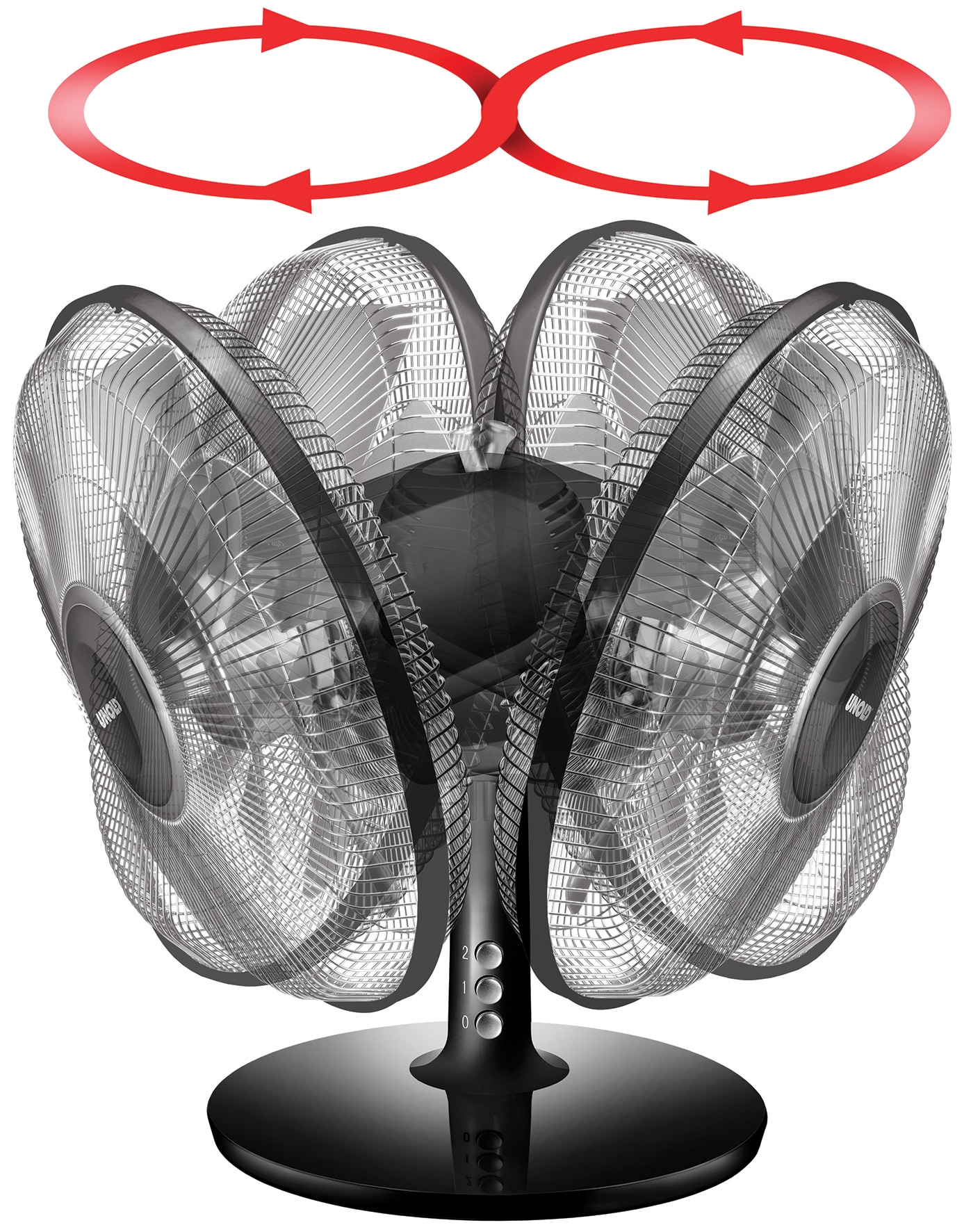 UNOLD Tischventilator 86817, Silverline, 25 W, schwarz/silber