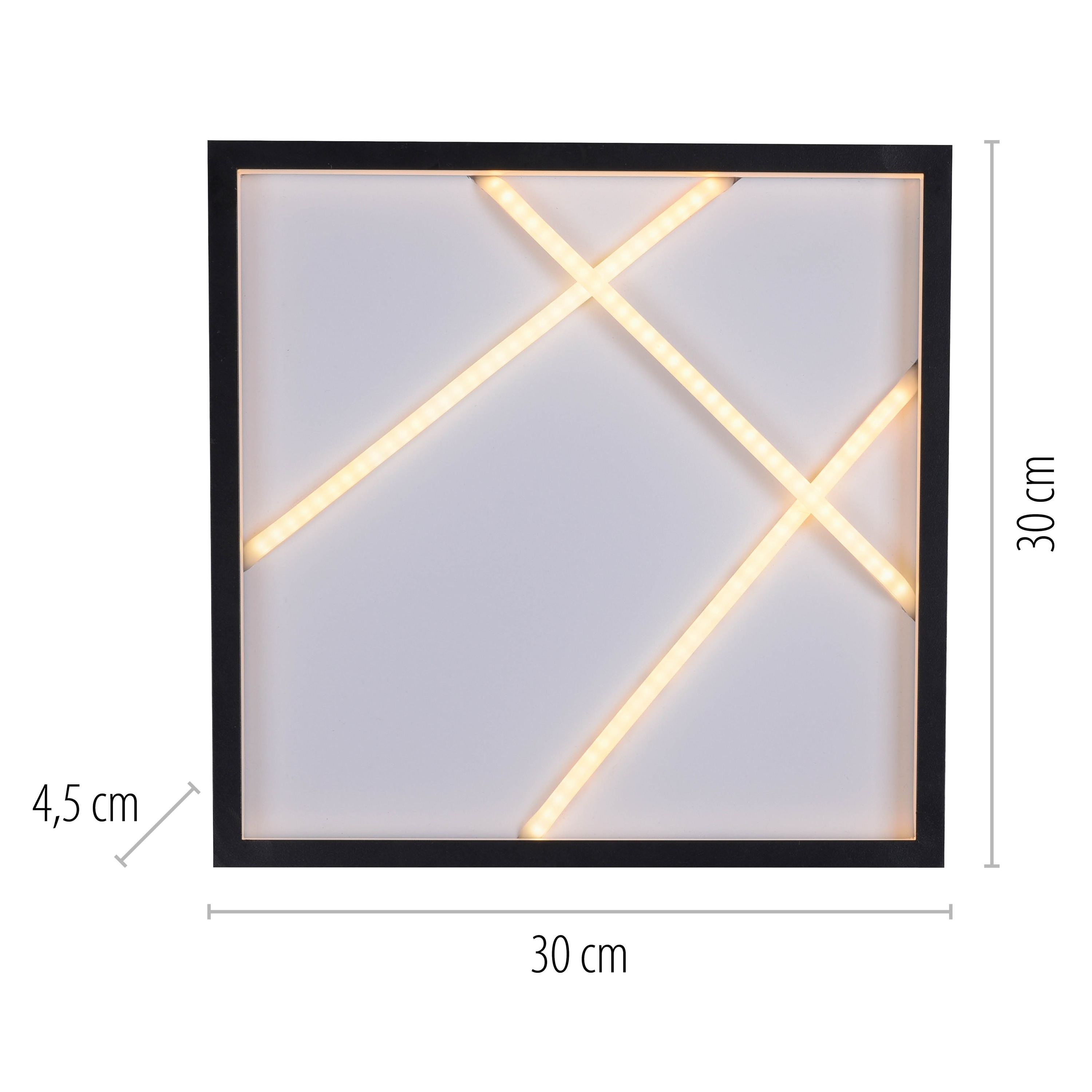 JUST LIGHT LED-Deckenleuchte 14092-18, 28W, 3000K, 3500lm, warmweiß, IP20, schwarz