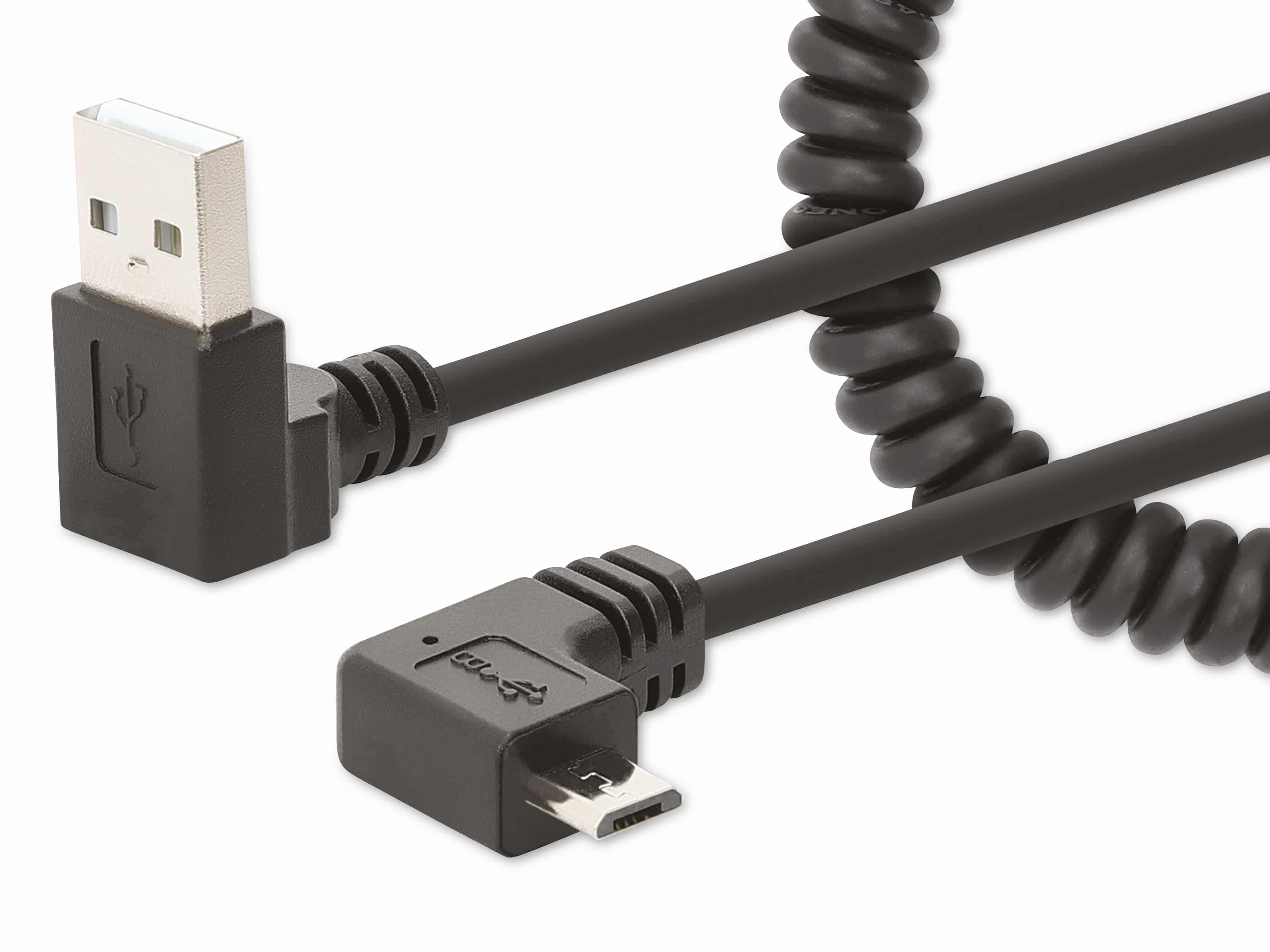 MANHATTAN Micro-USB Ladekabel auf USB-A Spiralkabel, 1 m