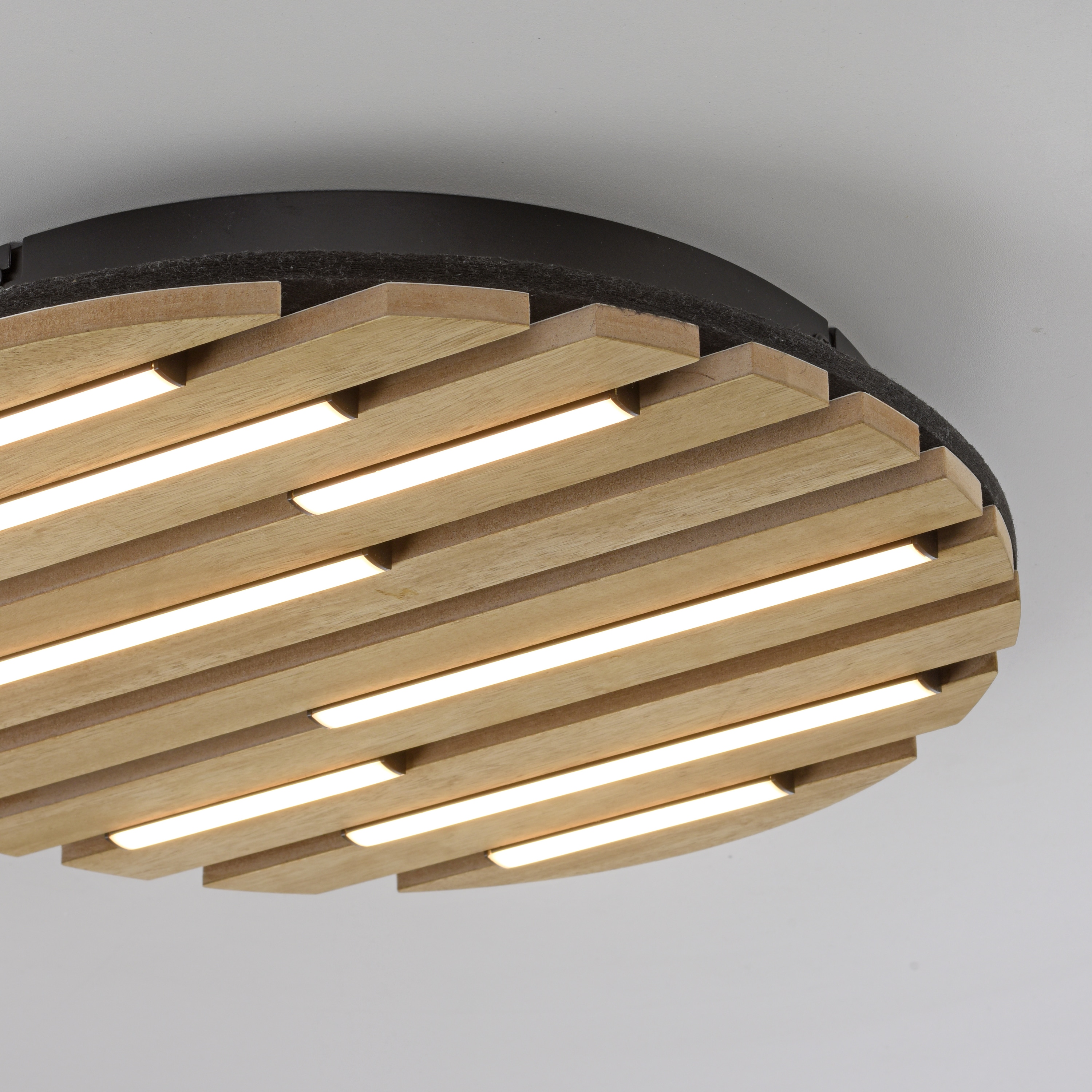 JUST LIGHT LED-Deckenleuchte 15592-79, 12W, 3000K, 1700lm, warmweiß, IP20, Holz/schwarz